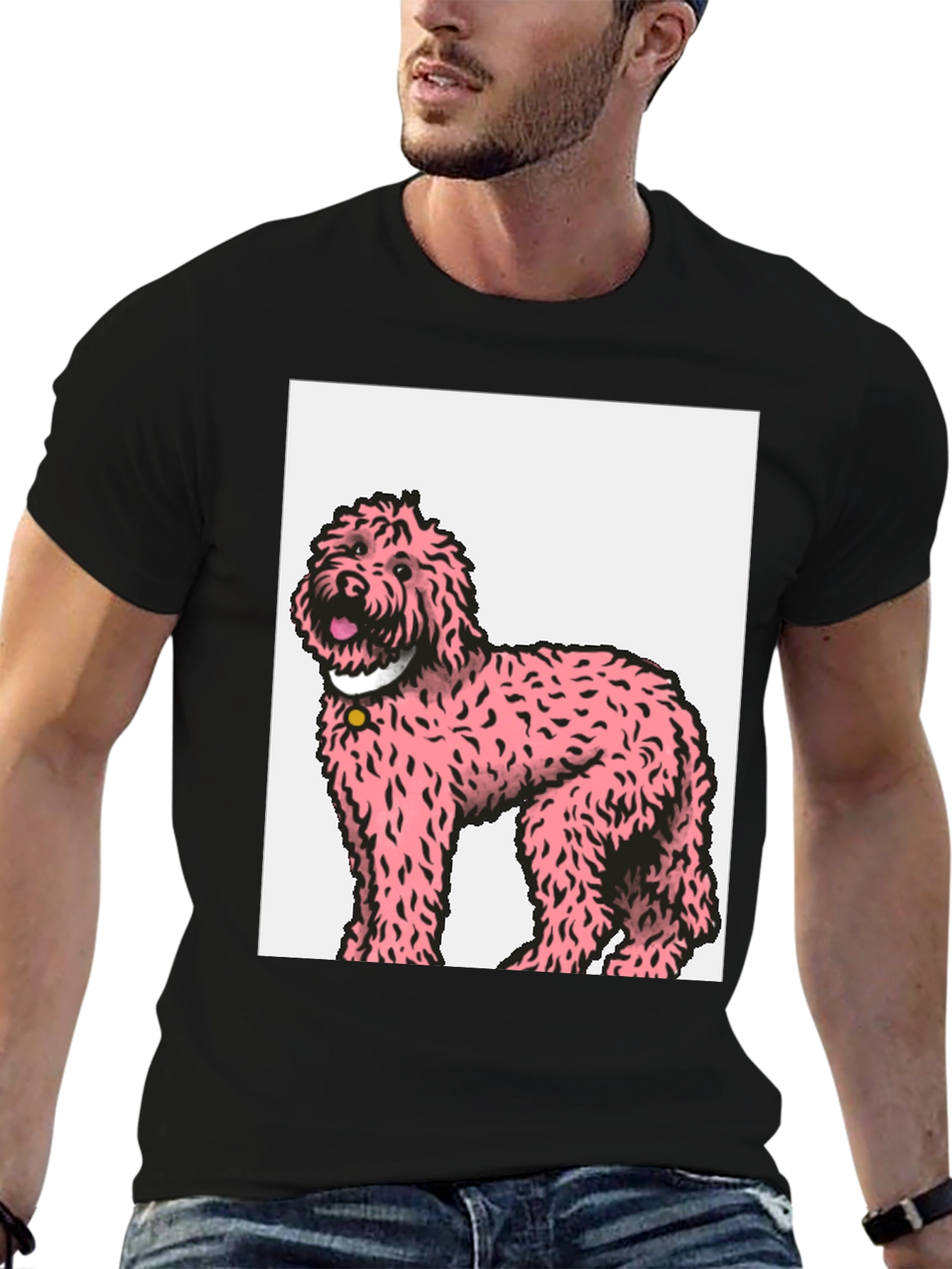 Pink Poodle Graphic Tee - Black