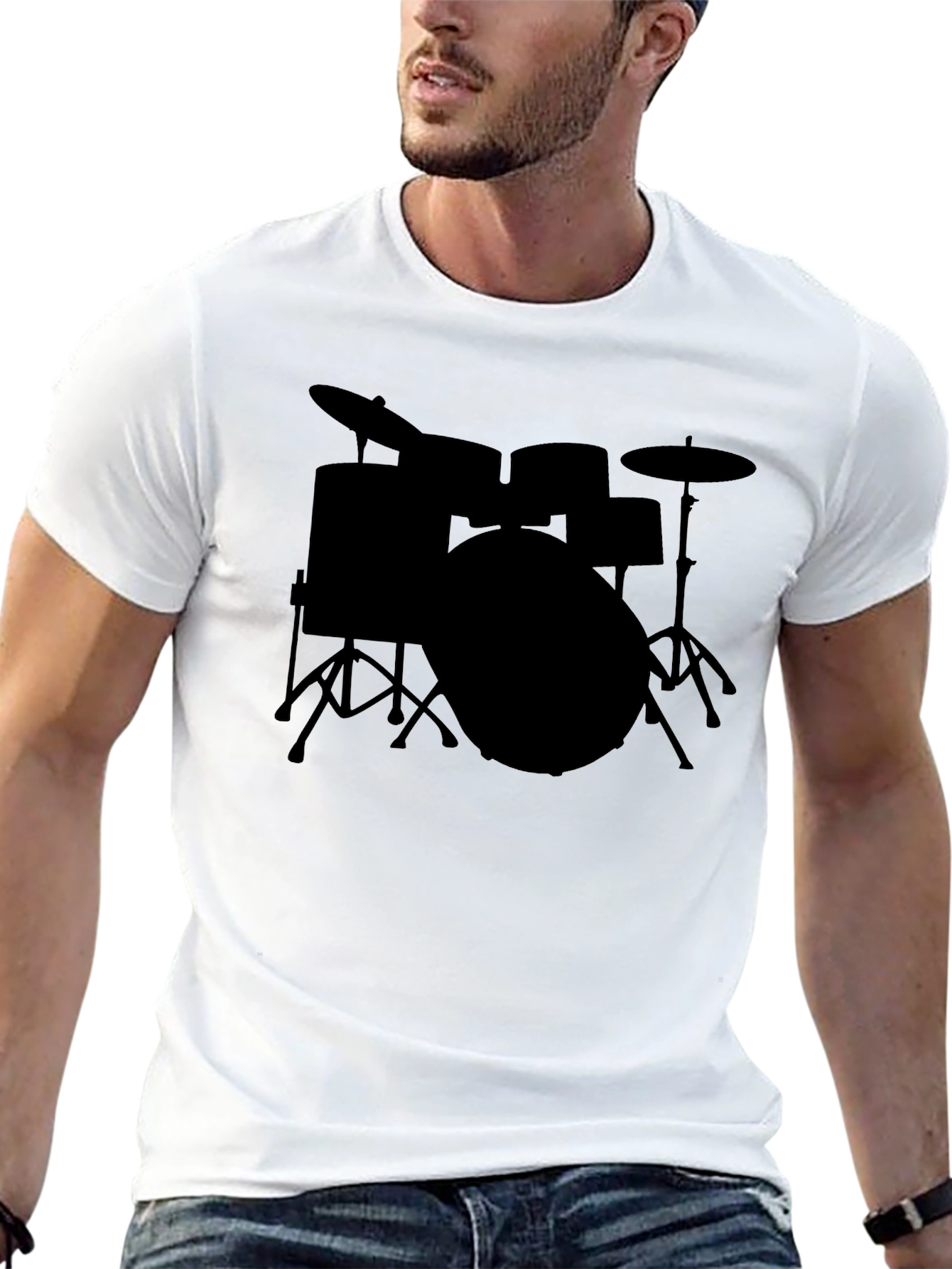 Drum Kit Silhouette T-Shirt - Musician Tee