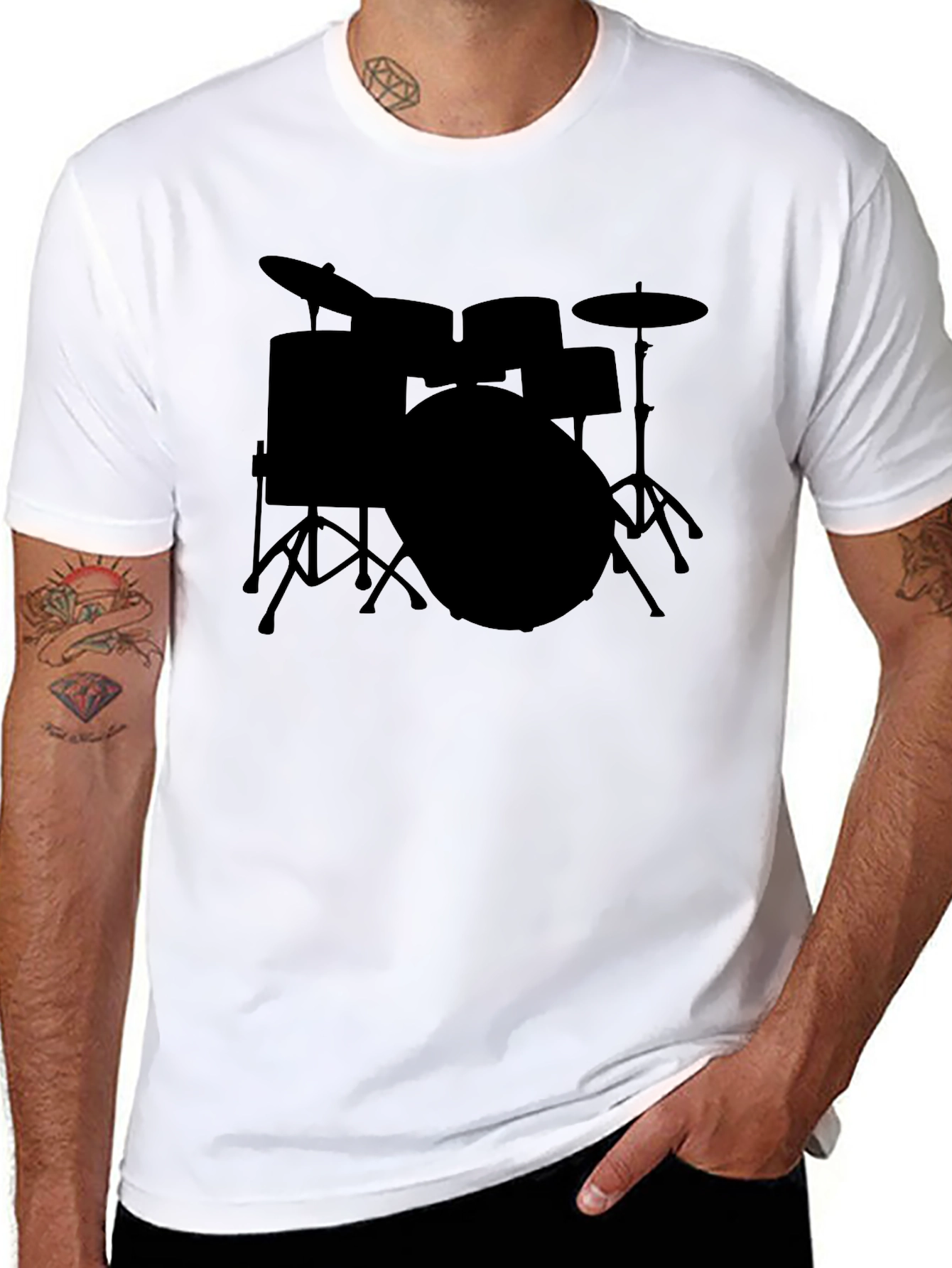 Drum Kit Silhouette T-Shirt - Musician Tee