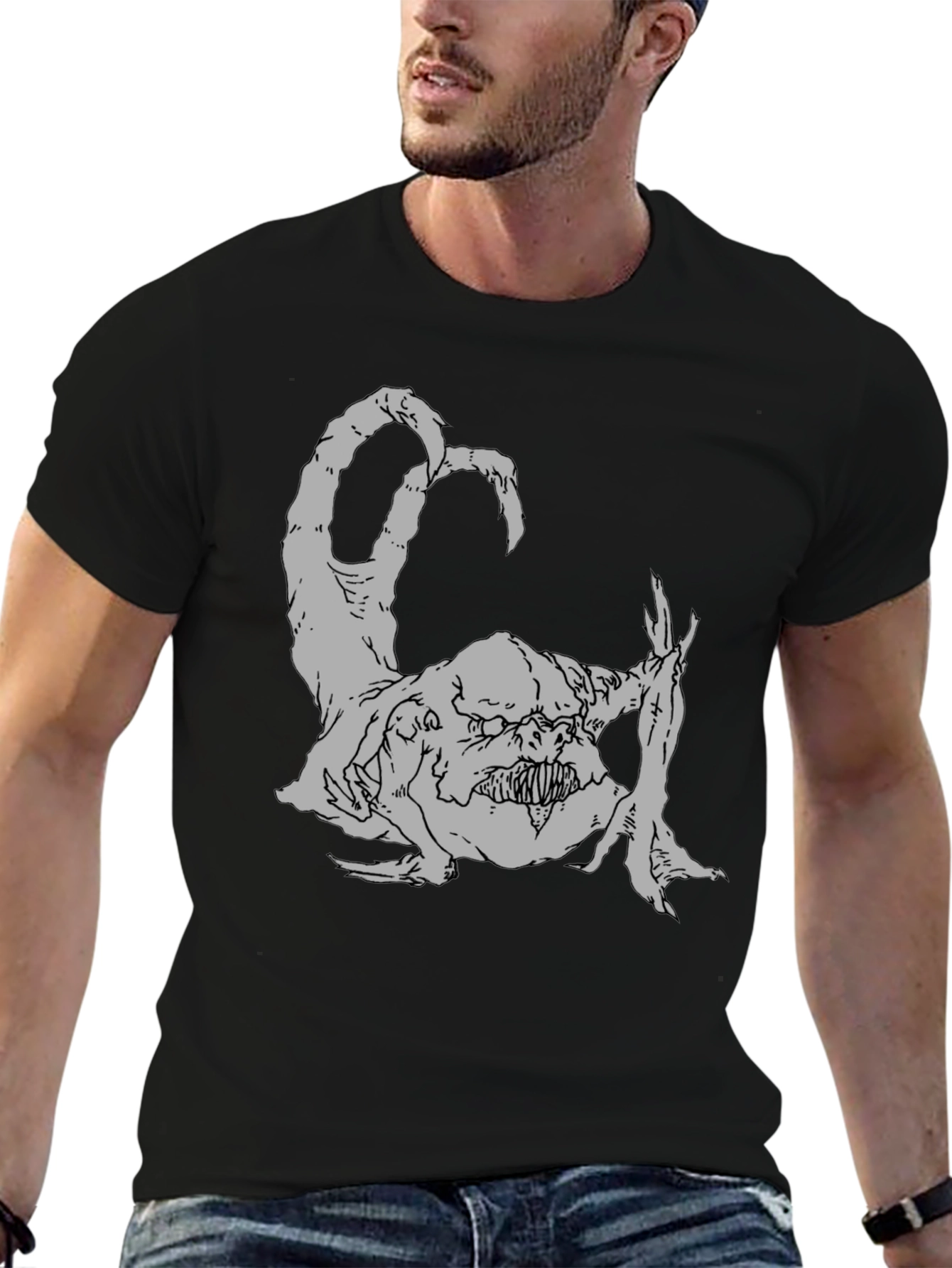 Monster Graphic Tee - Black Casual T-Shirt