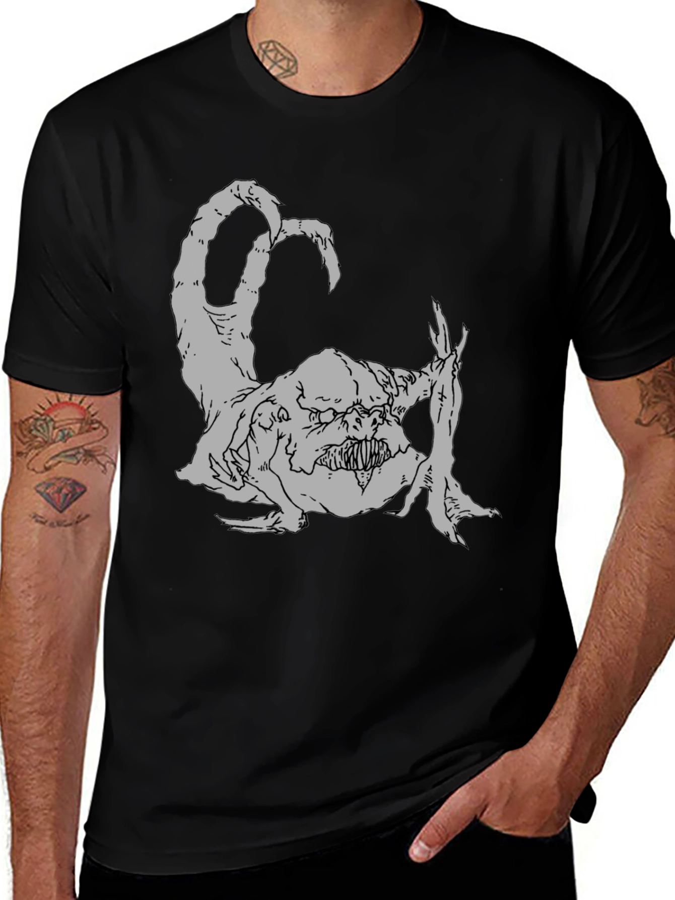 Monster Graphic Tee - Black Casual T-Shirt