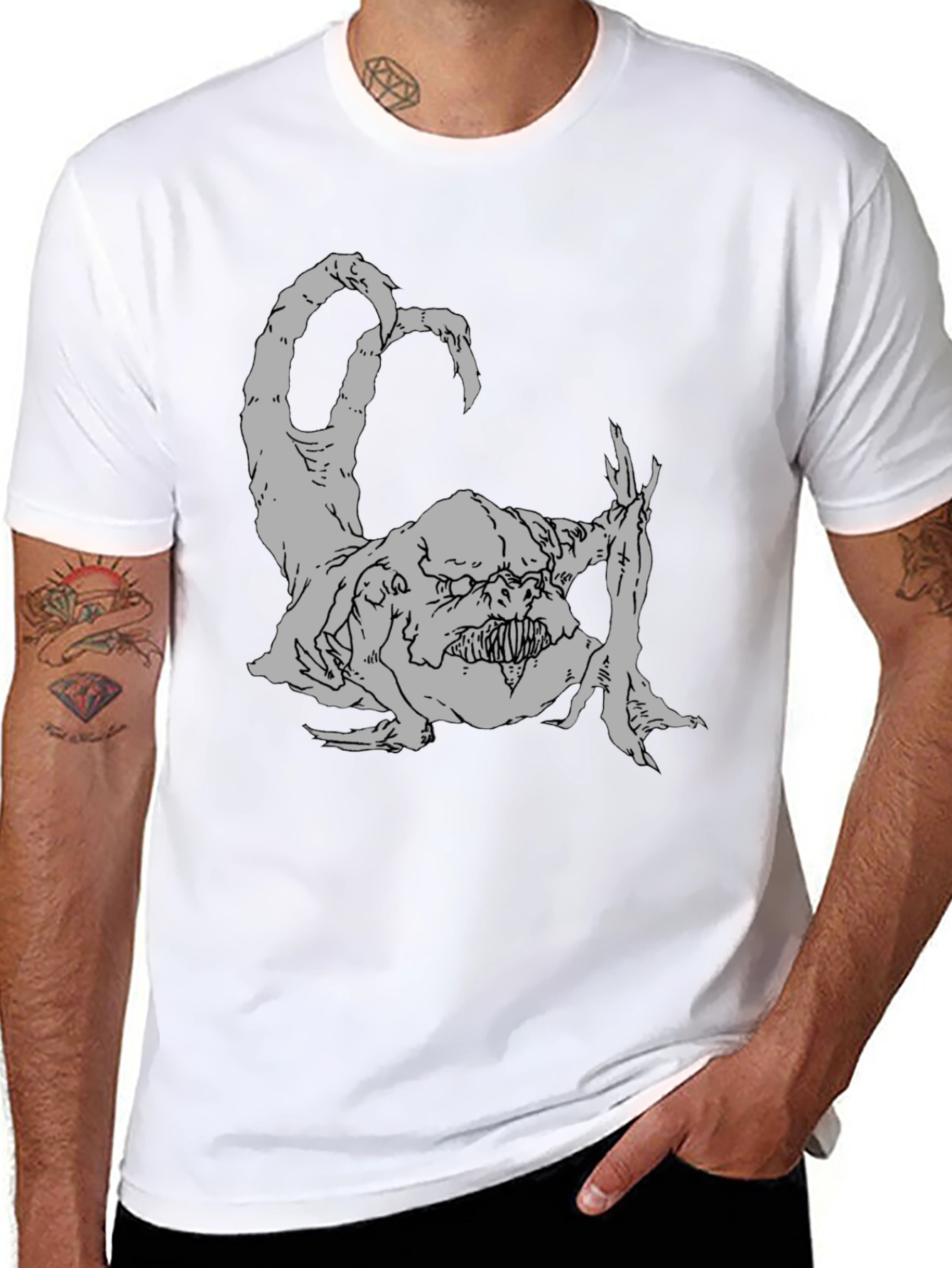 Monster Graphic Tee - Black Casual T-Shirt