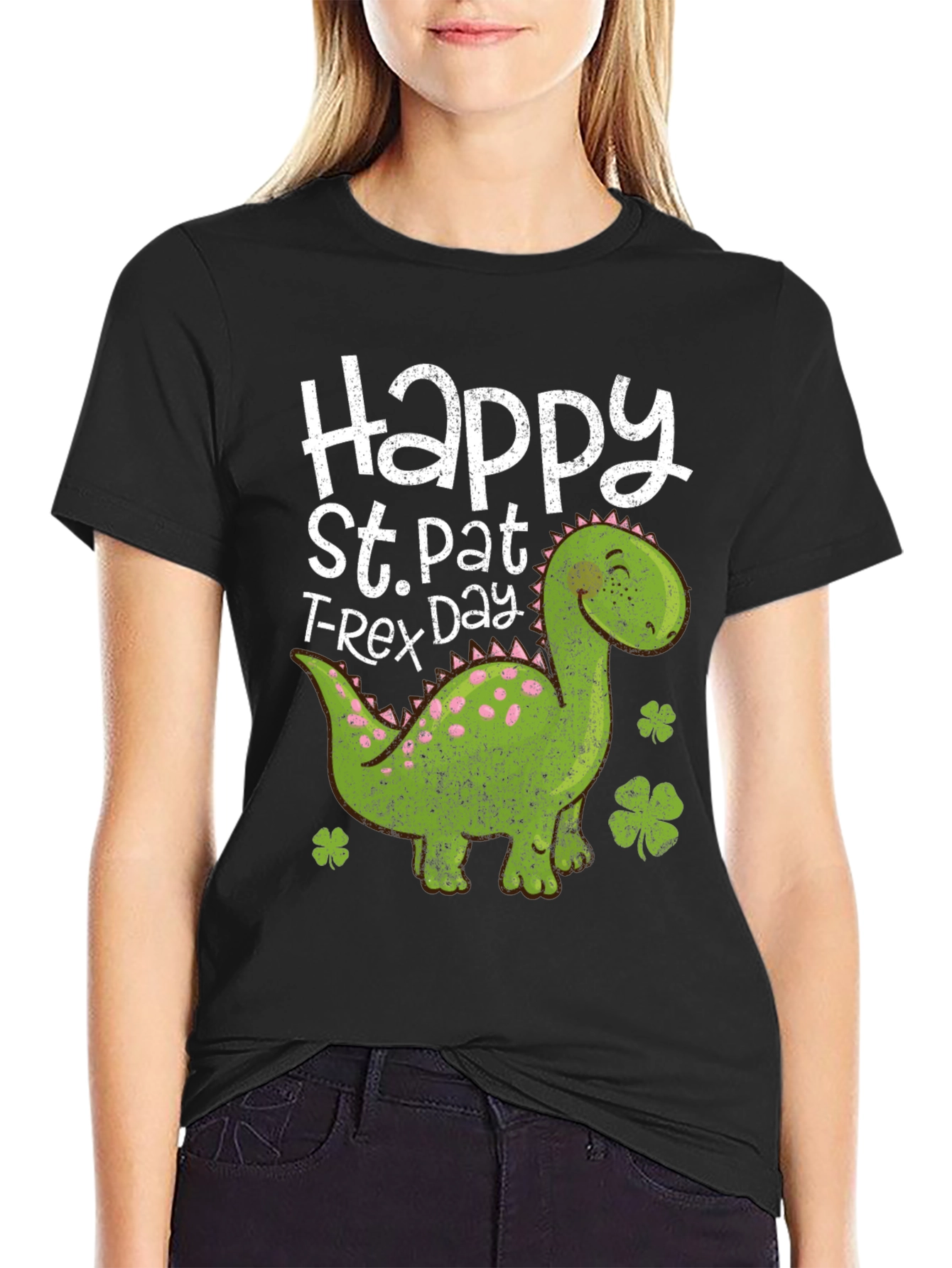 Happy St. Pat T-Rex Day Black Tee