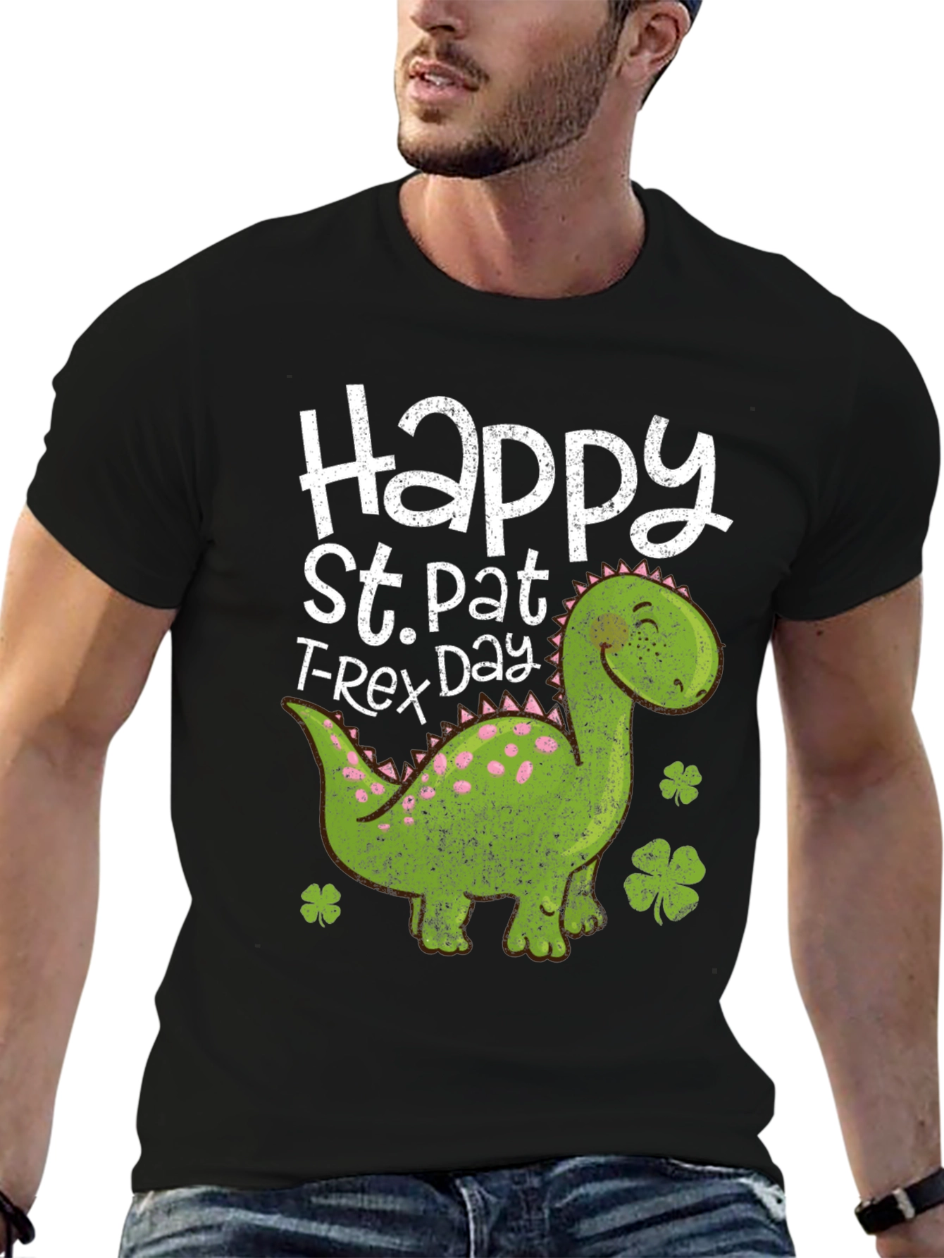 Happy St. Pat T-Rex Day Black Tee