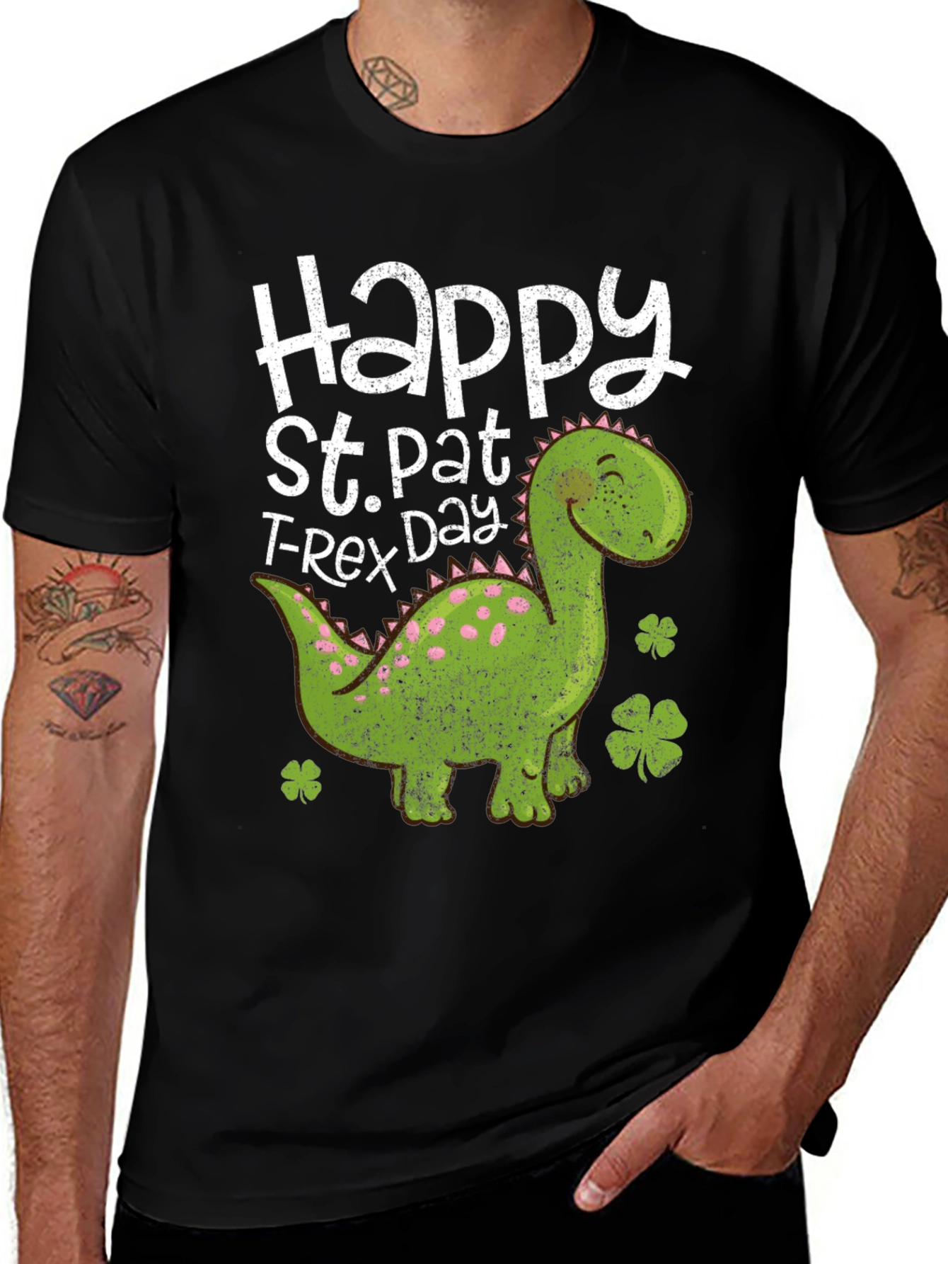 Happy St. Pat T-Rex Day Black Tee
