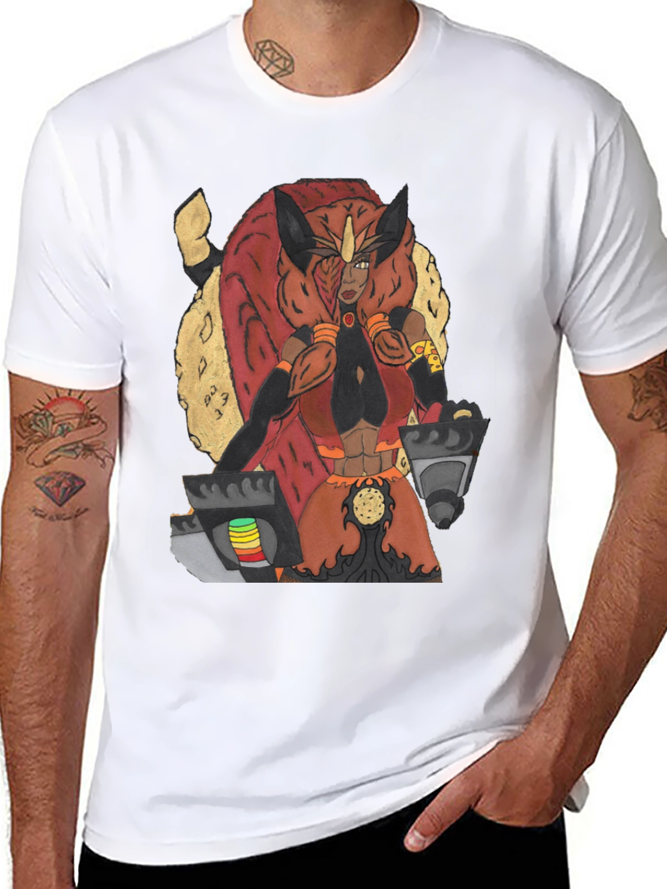 Warrior Character Graphic Print Tee - Black