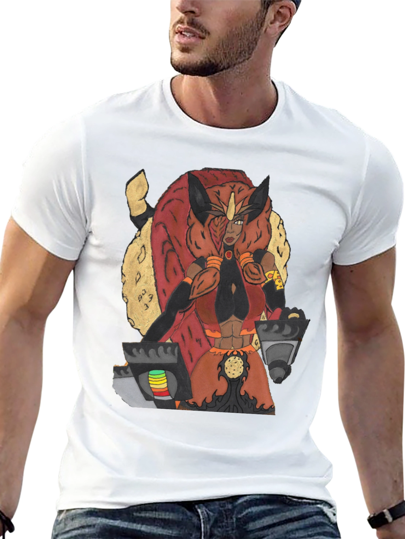 Warrior Character Graphic Print Tee - Black