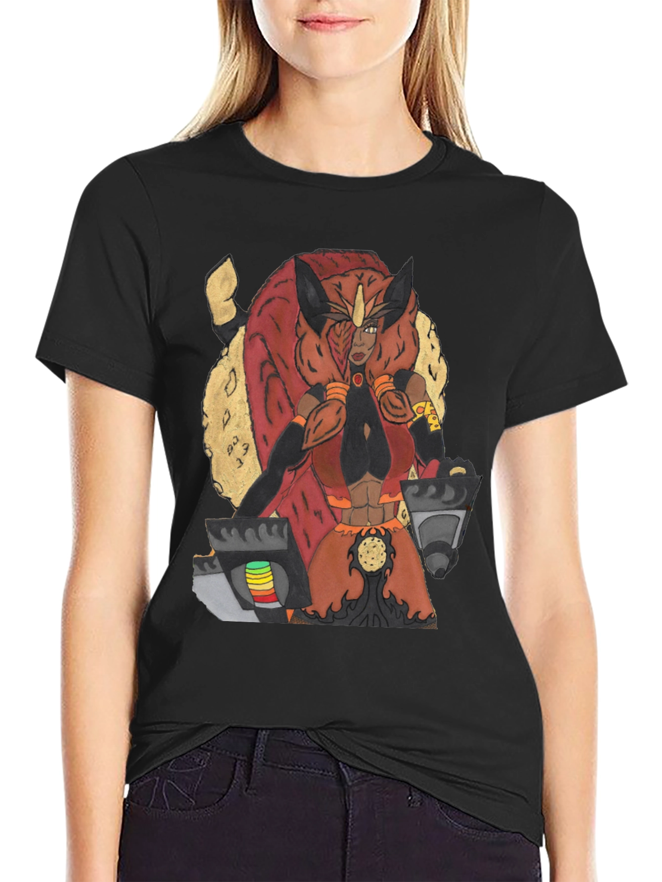 Warrior Character Graphic Print Tee - Black