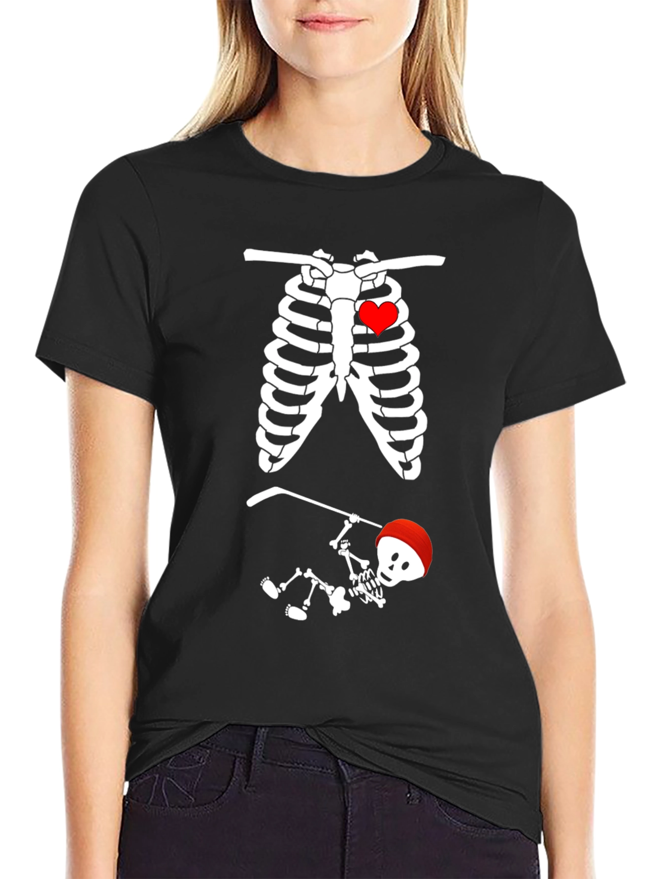 Skeleton Hockey Player T-Shirt