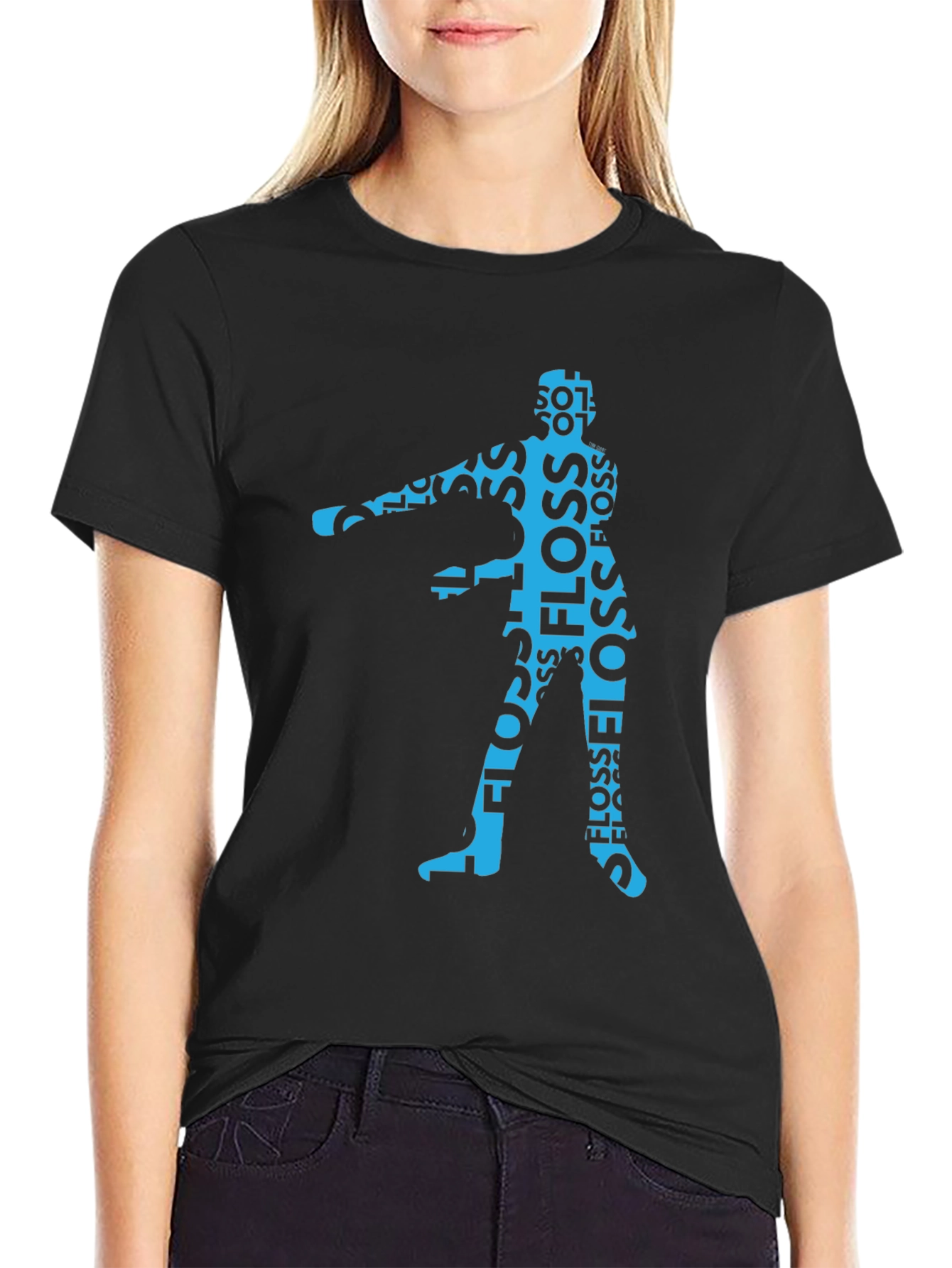 Floss Dance Silhouette Graphic Tee - Black