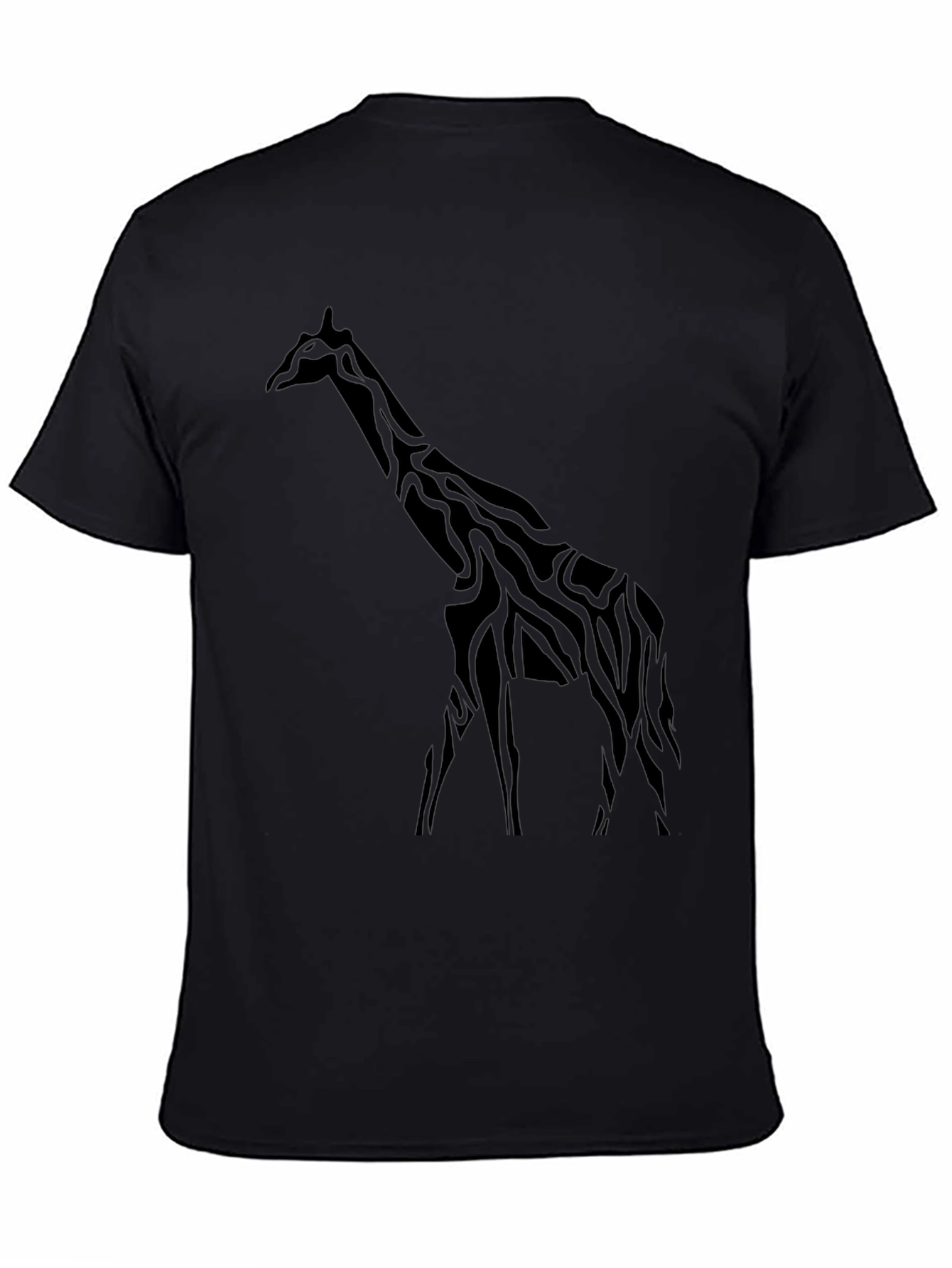 Giraffe Silhouette Mens Black T-Shirt