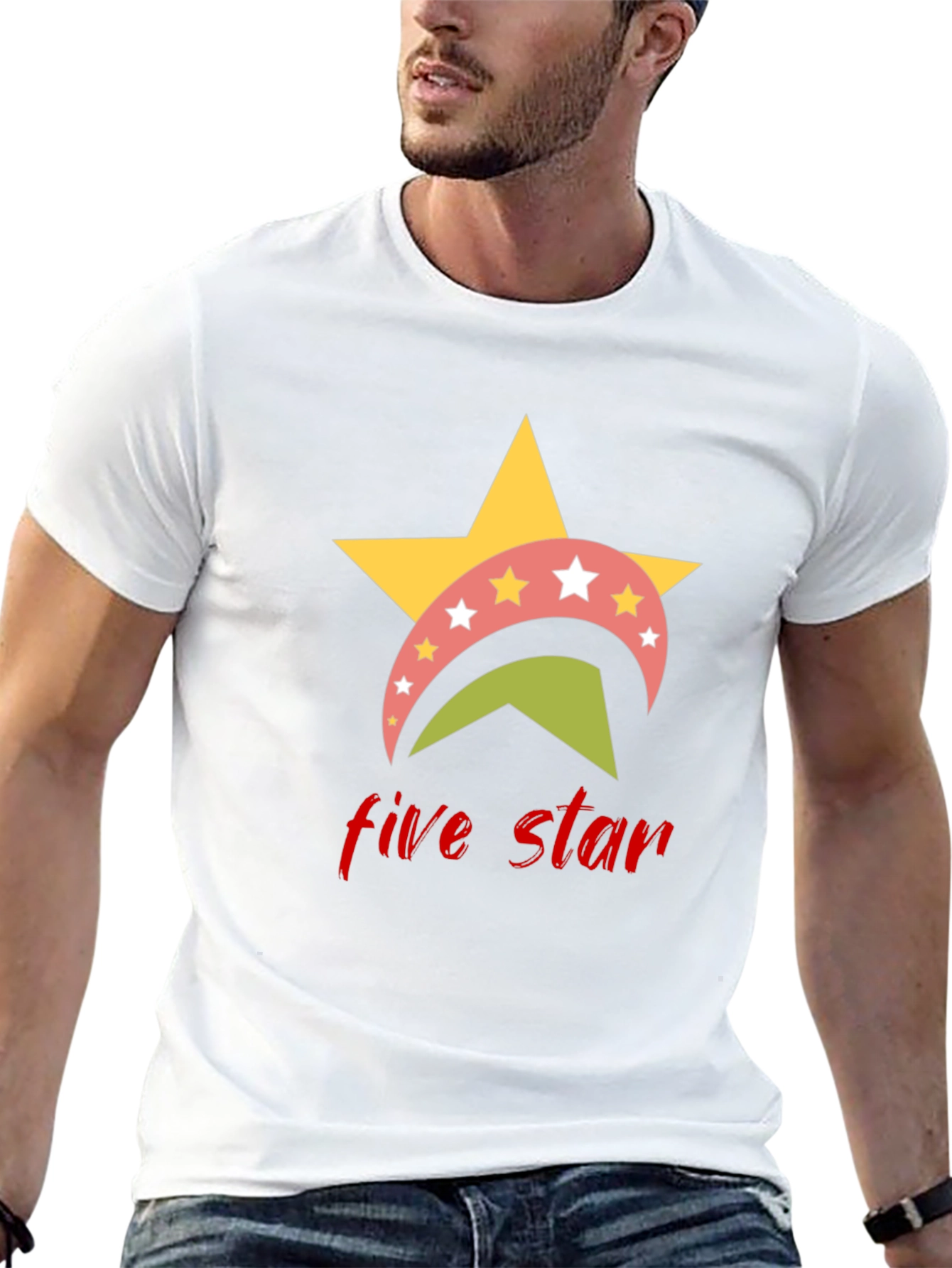 Five Star Graphic Tee - Casual Black T-Shirt