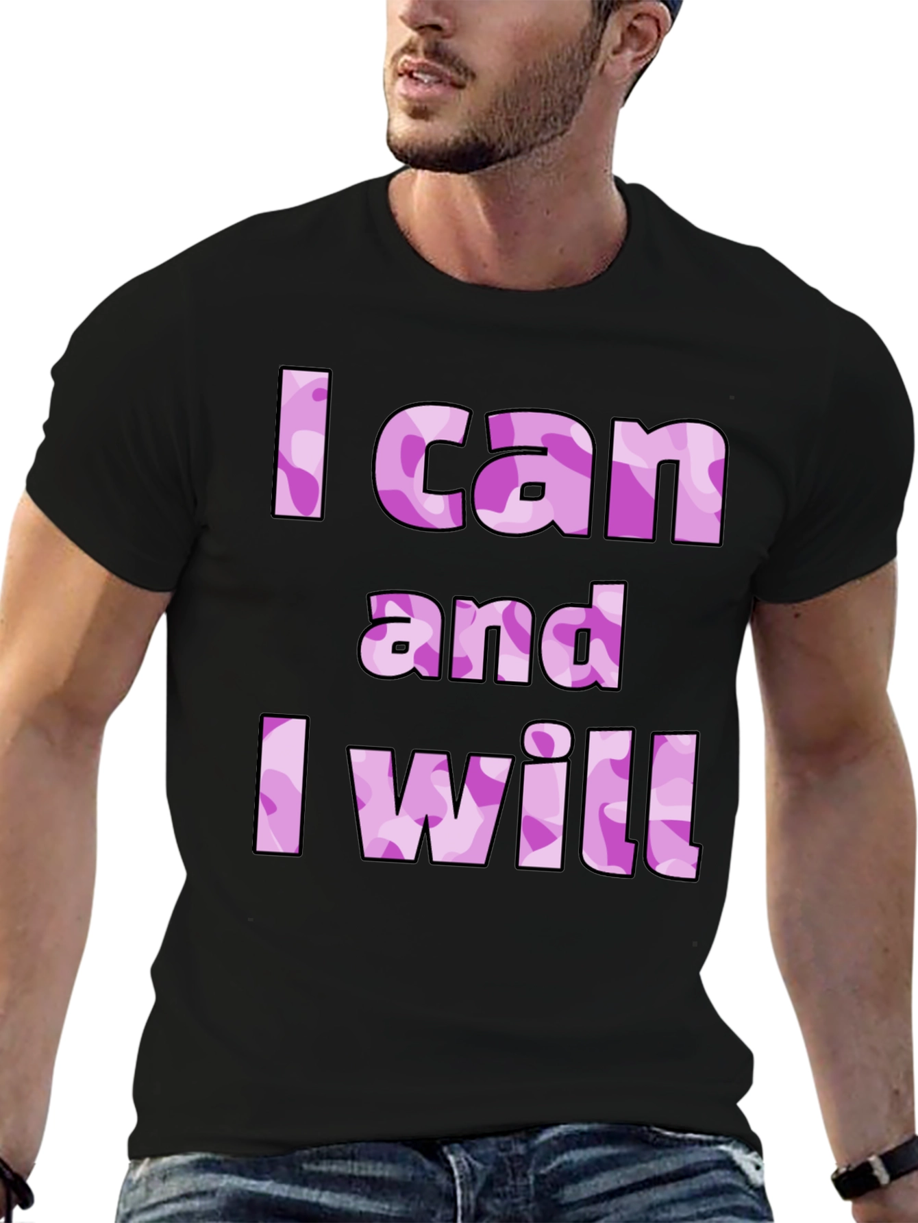 I Can And I Will Camo Print T-Shirt