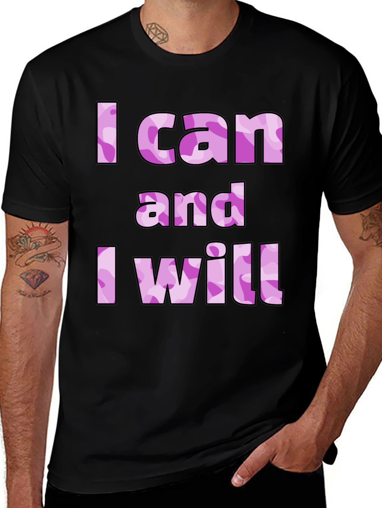 I Can And I Will Camo Print T-Shirt
