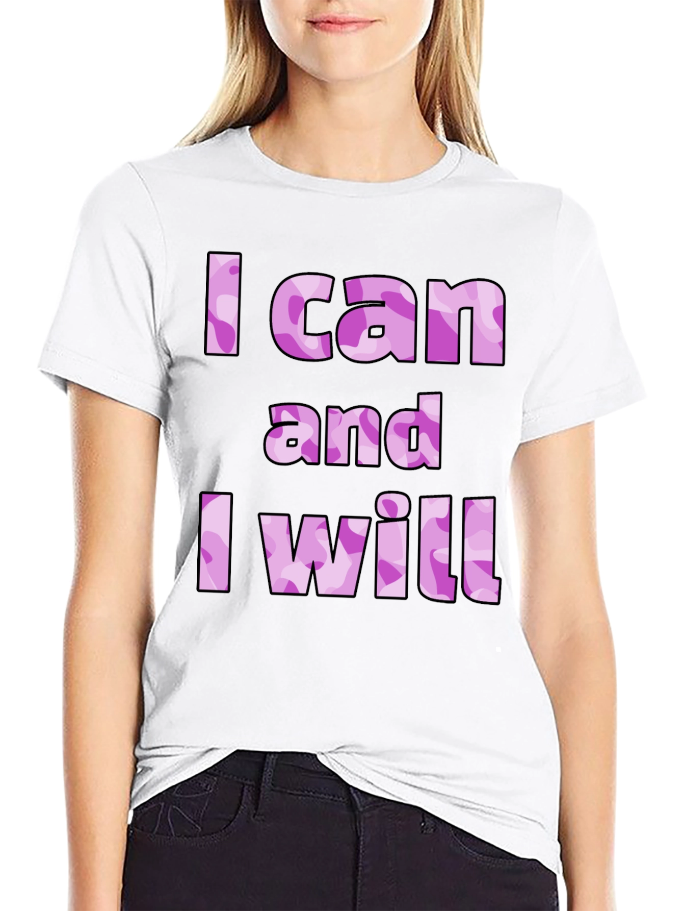 I Can And I Will Camo Print T-Shirt
