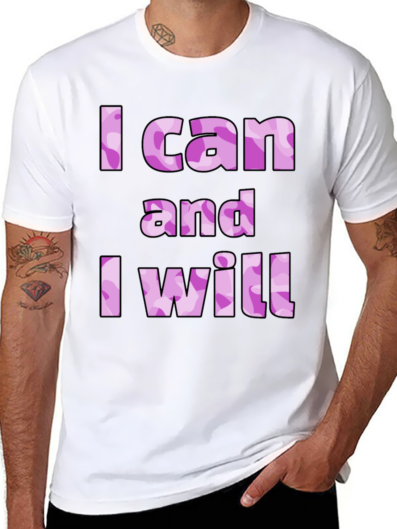I Can And I Will Camo Print T-Shirt