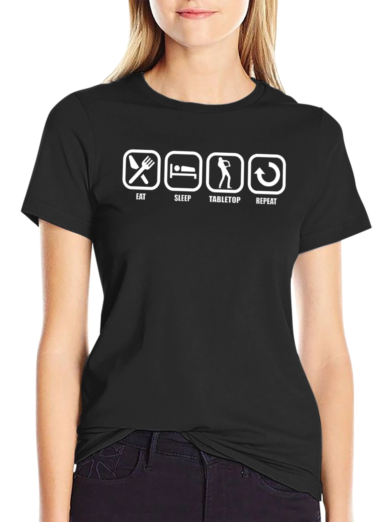 Eat Sleep Tabletop Repeat T-Shirt - Black Graphic Tee