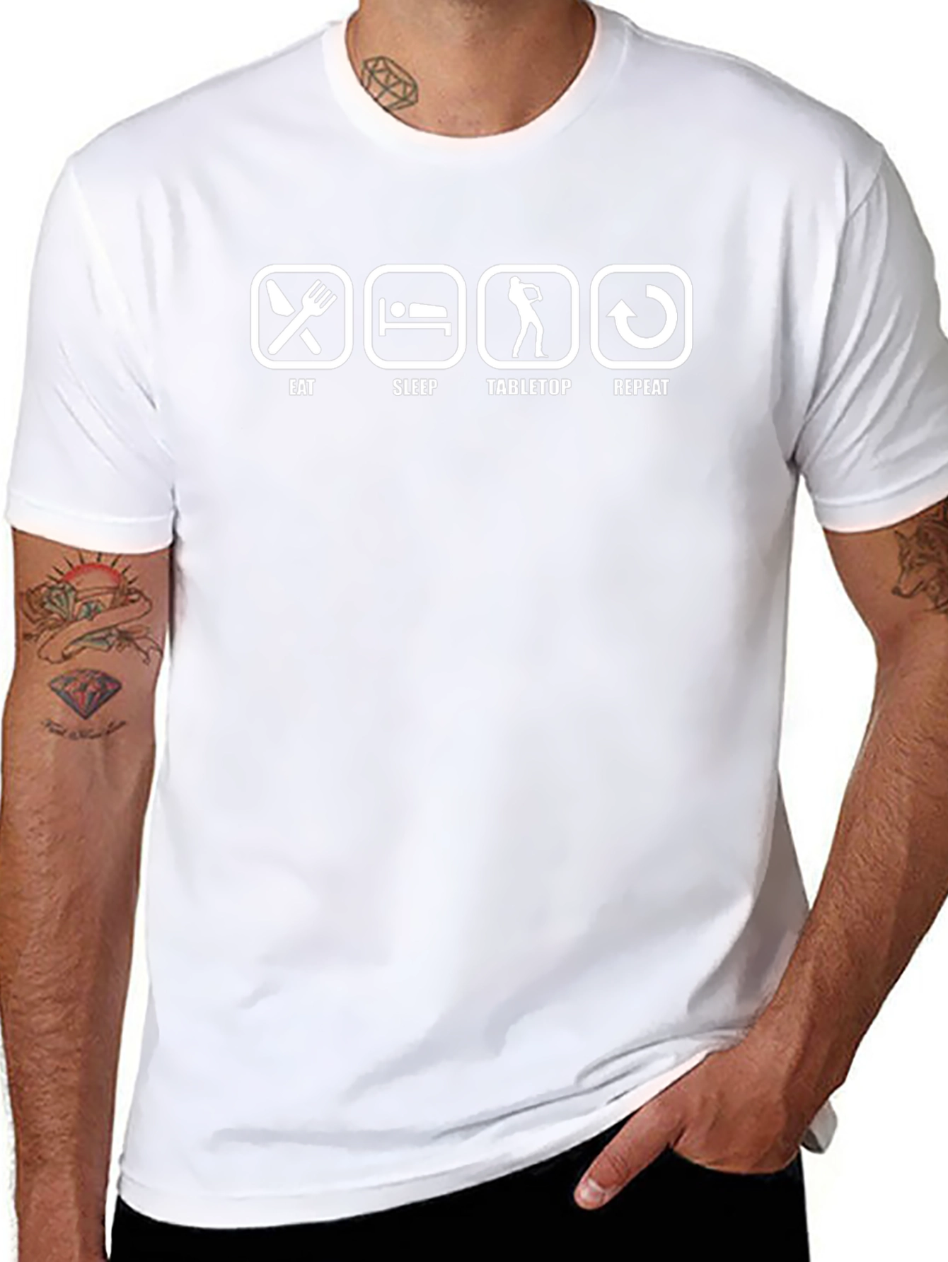 Eat Sleep Tabletop Repeat T-Shirt - Black Graphic Tee