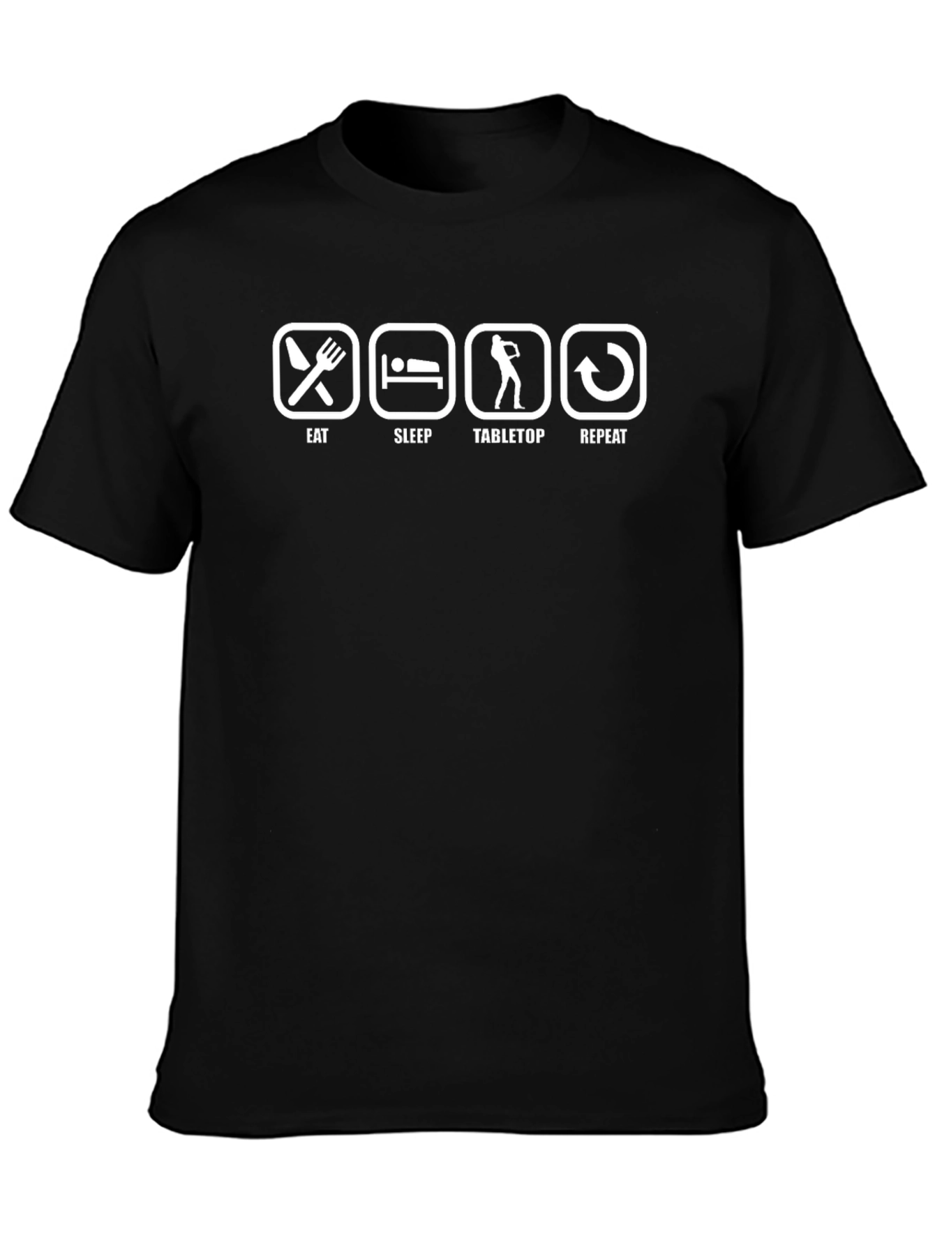Eat Sleep Tabletop Repeat T-Shirt - Black Graphic Tee