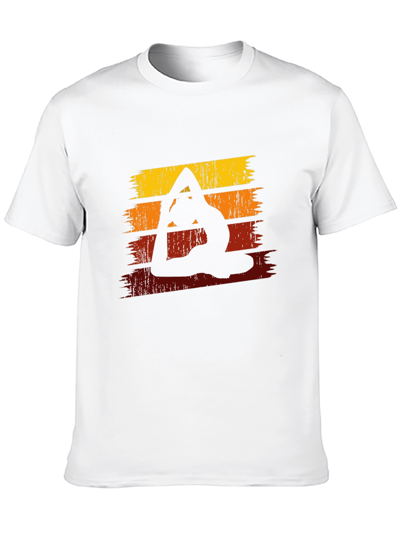 Yoga Silhouette Retro Striped Graphic Tee
