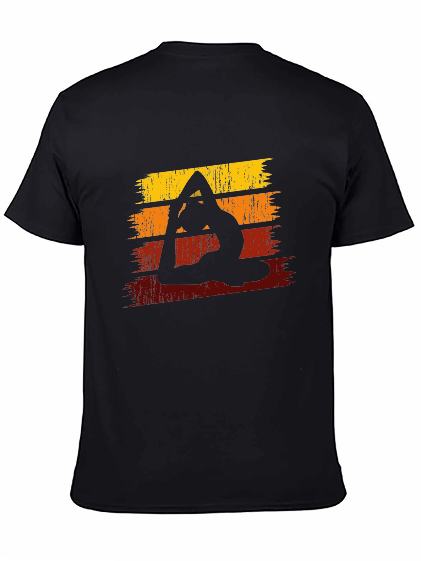 Yoga Silhouette Retro Striped Graphic Tee