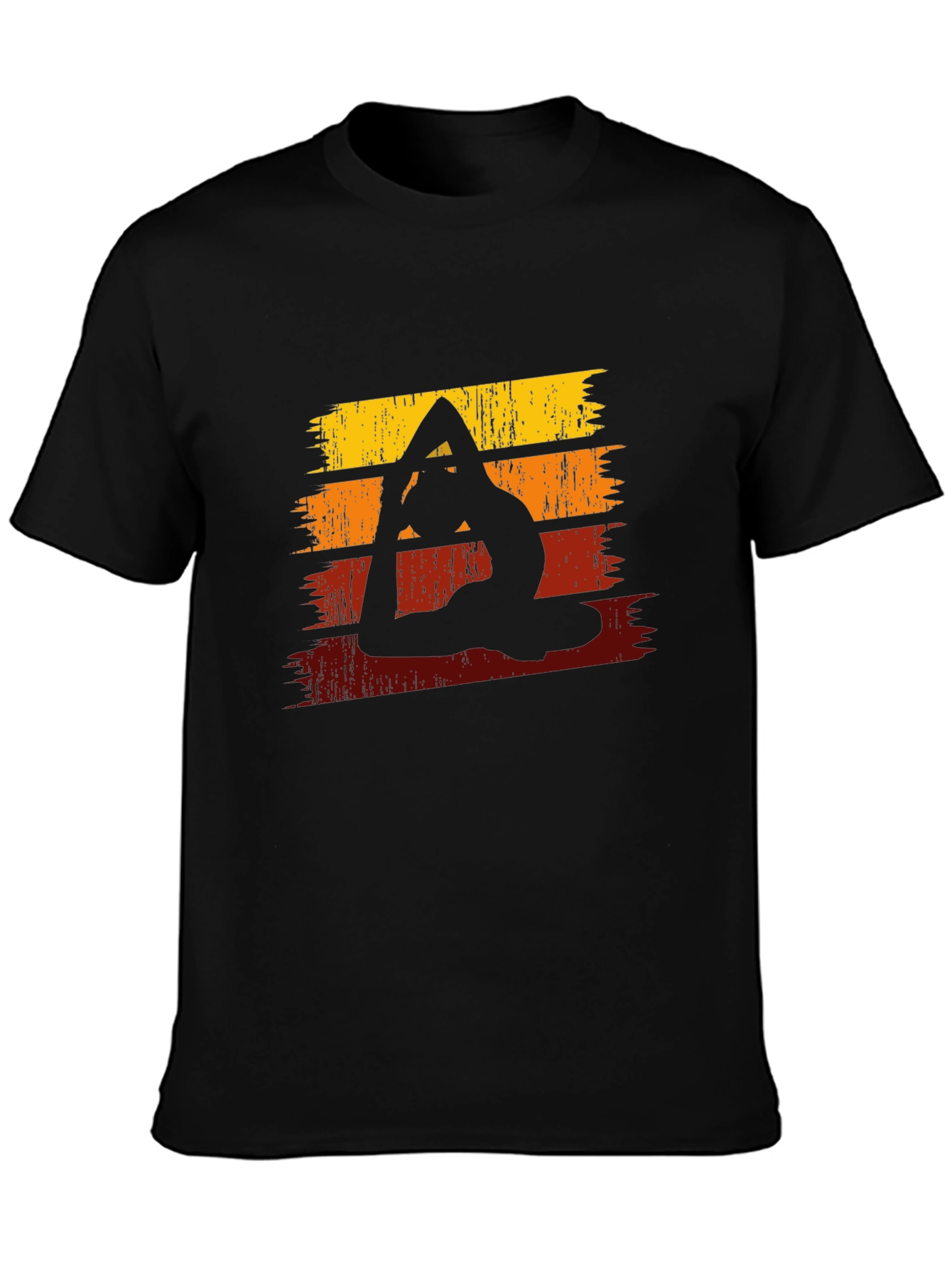 Yoga Silhouette Retro Striped Graphic Tee
