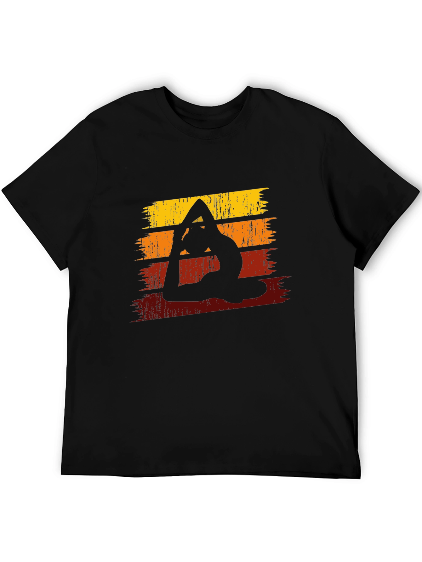 Yoga Silhouette Retro Striped Graphic Tee