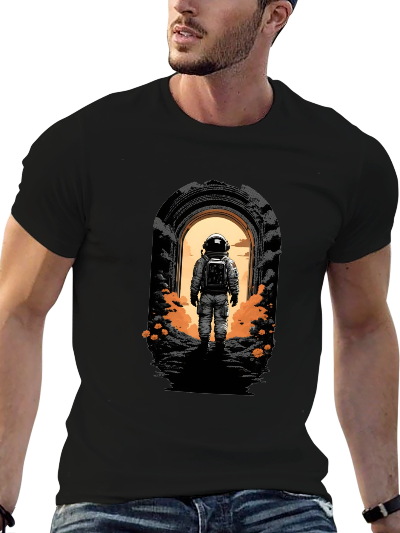 Astronaut Portal Black T-Shirt