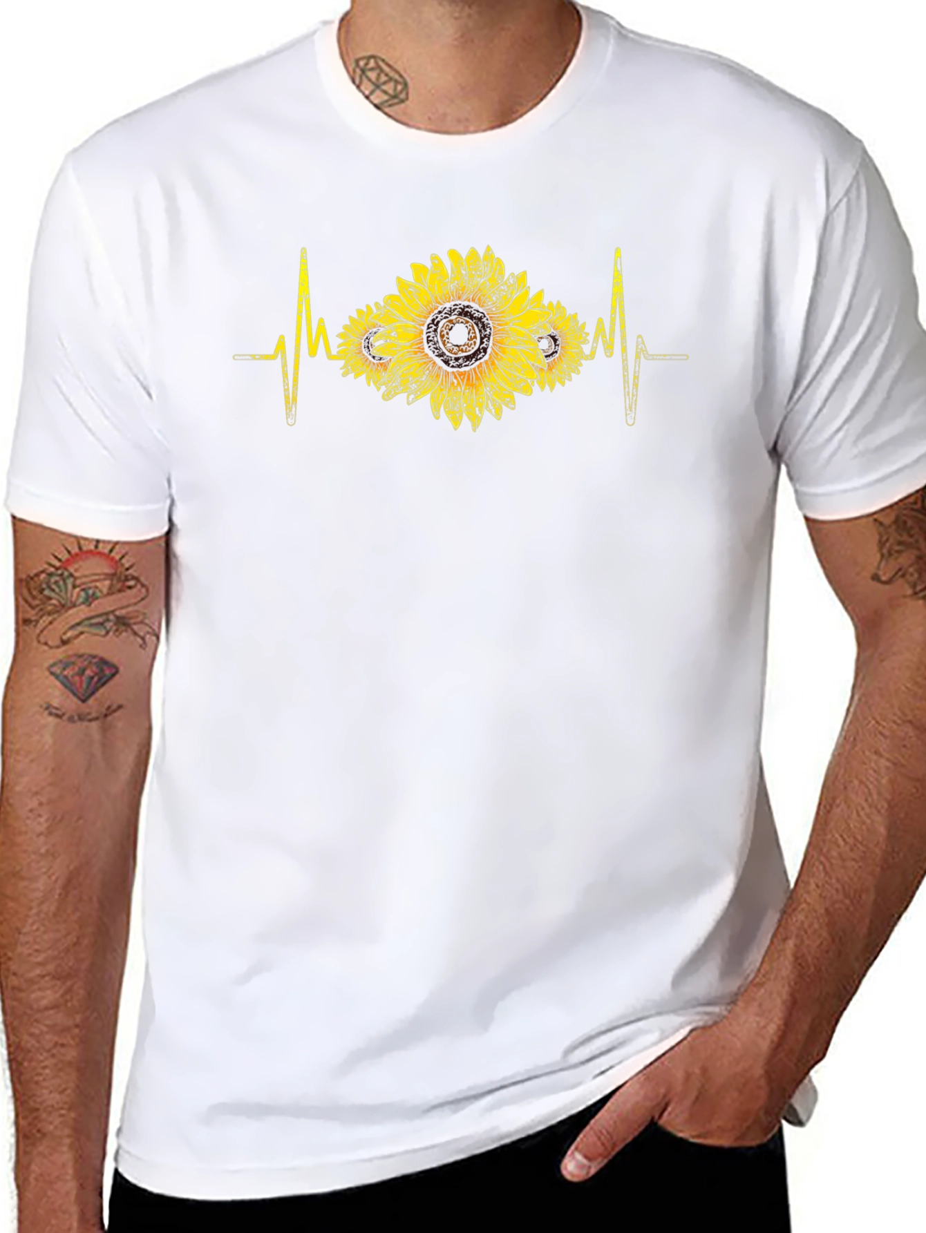 Sunflower Heartbeat Black T-Shirt
