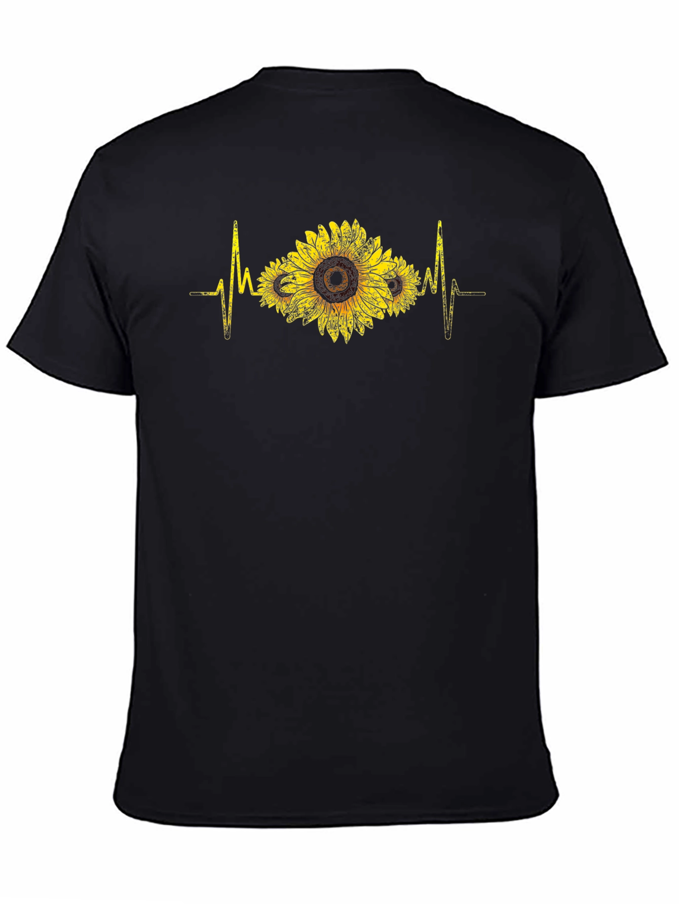 Sunflower Heartbeat Black T-Shirt