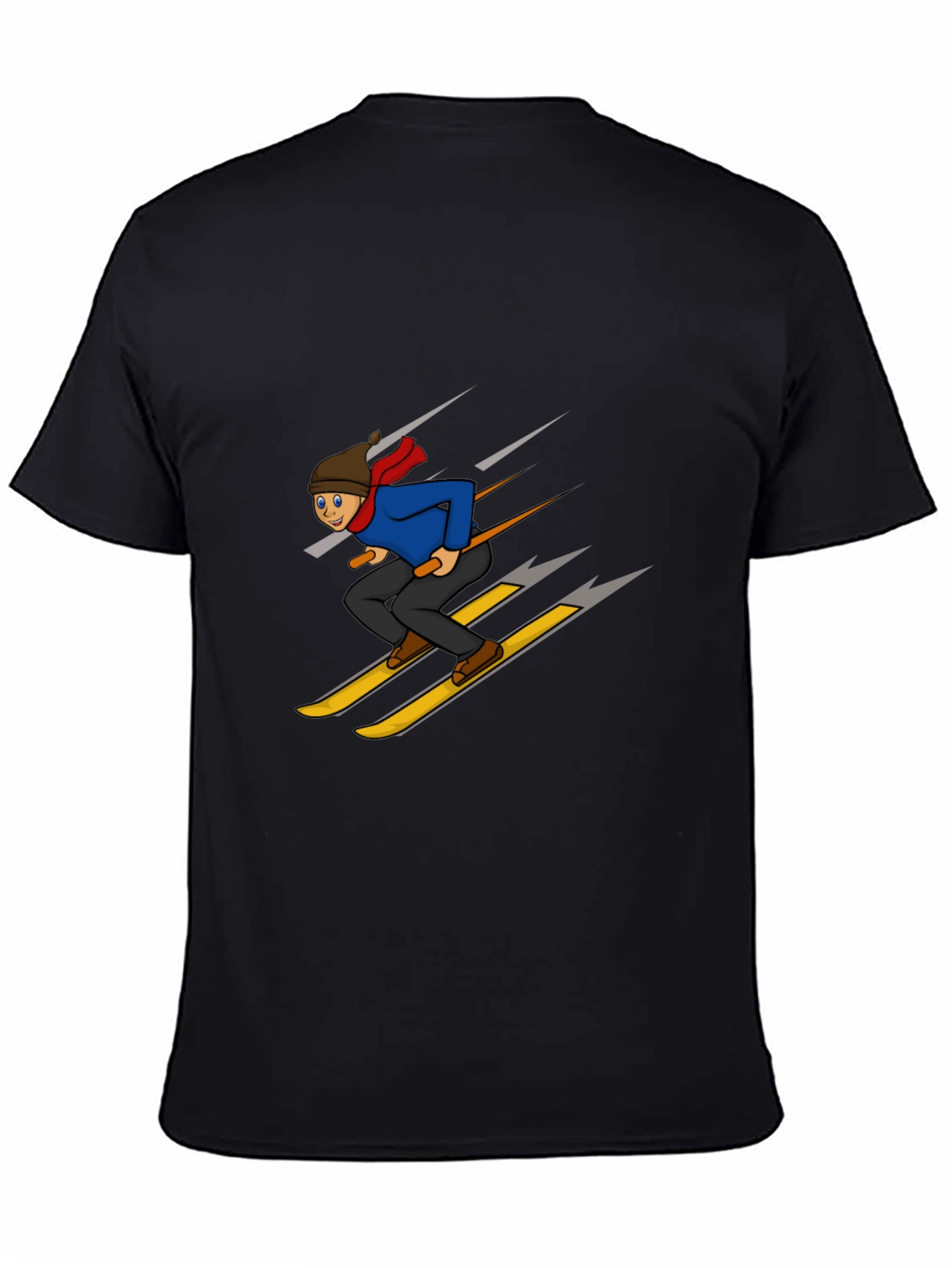 Cartoon Skier Graphic T-Shirt