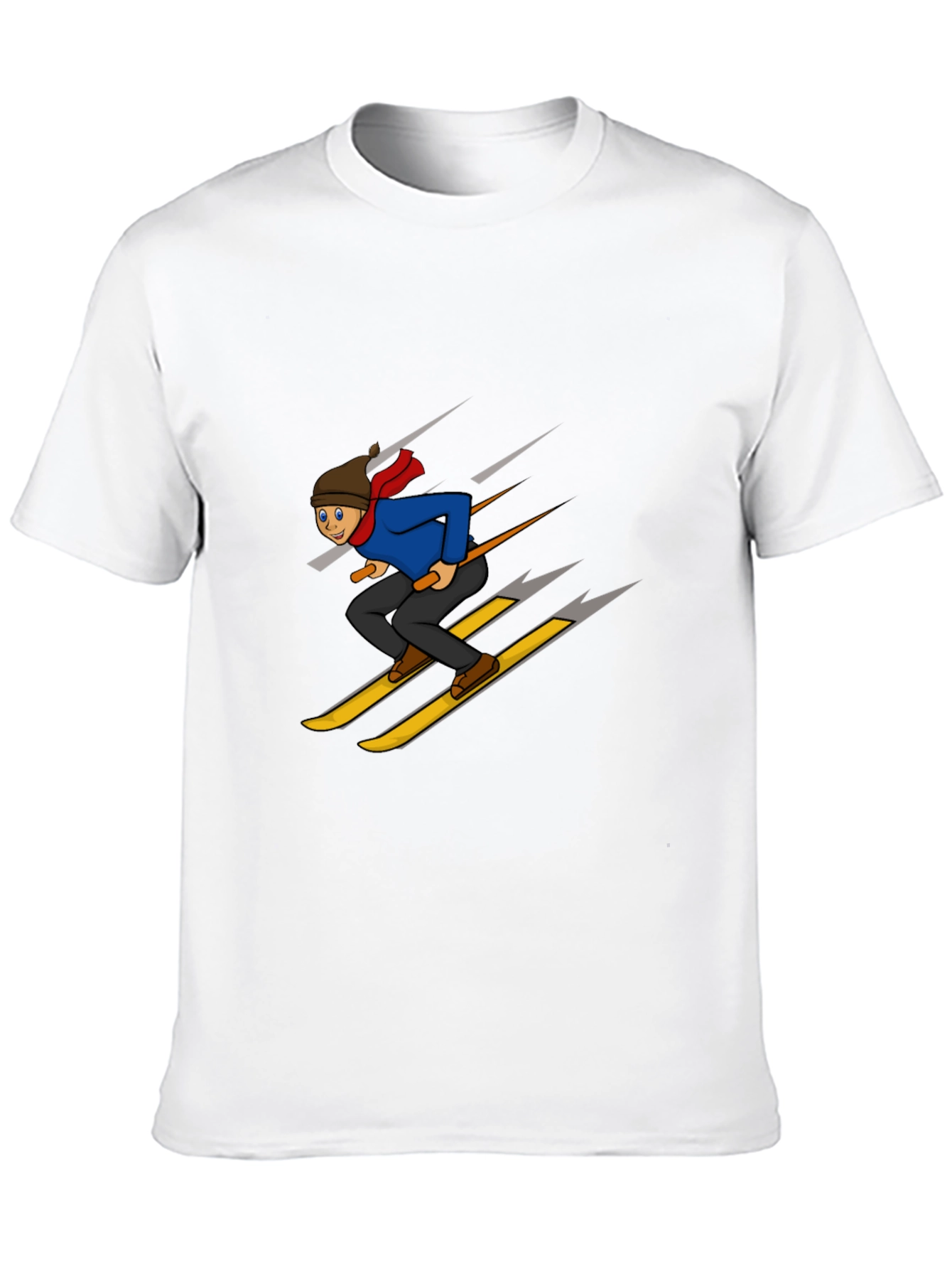 Cartoon Skier Graphic T-Shirt