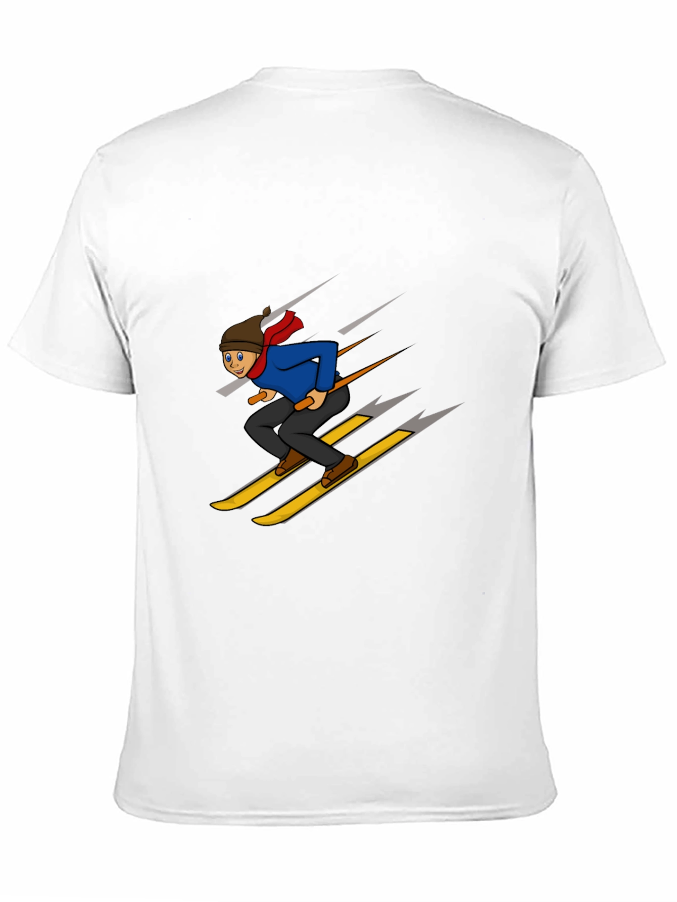 Cartoon Skier Graphic T-Shirt