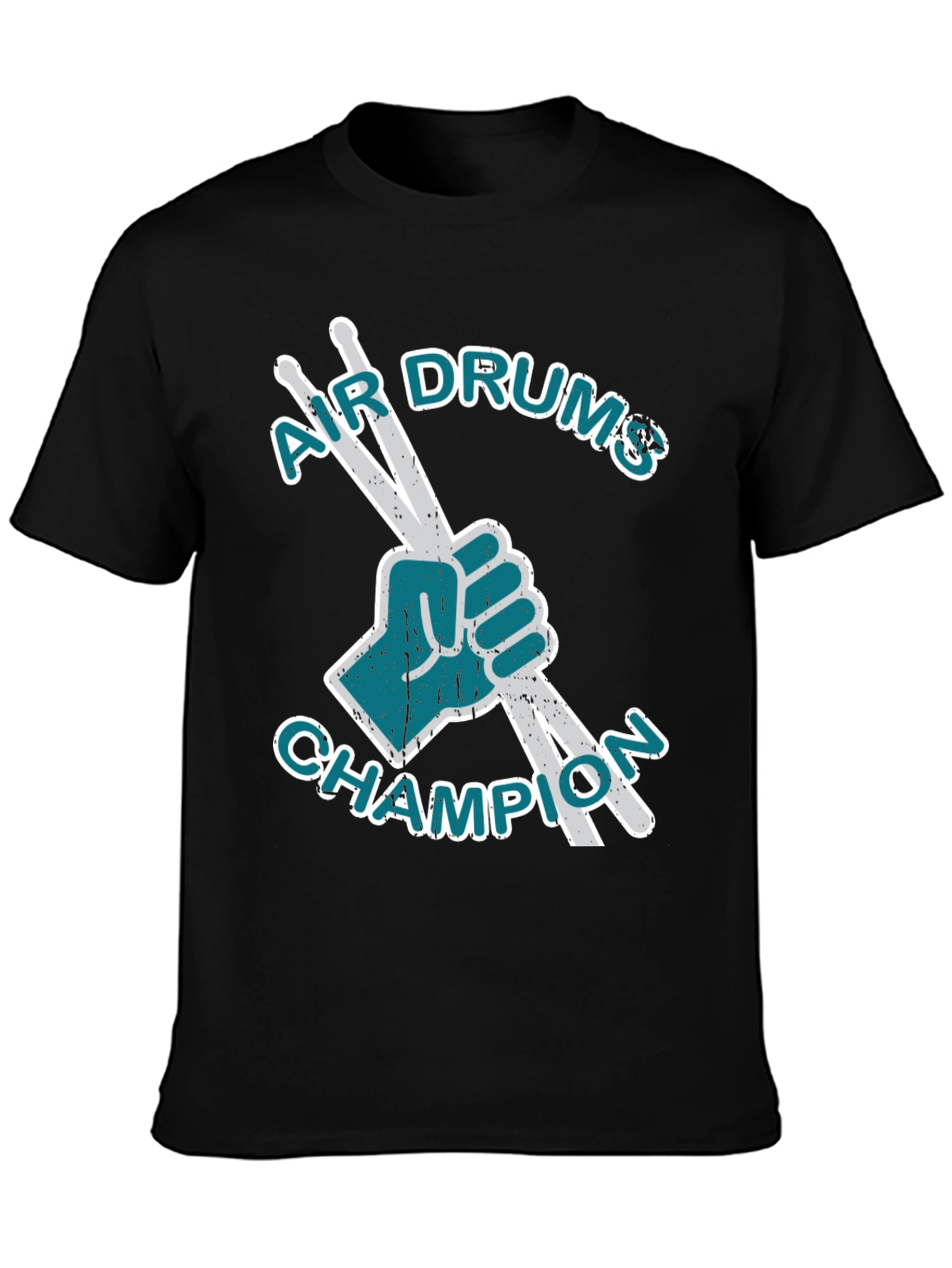 Air Drums Champion Graphic Tee - Black Cotton T-Shirt