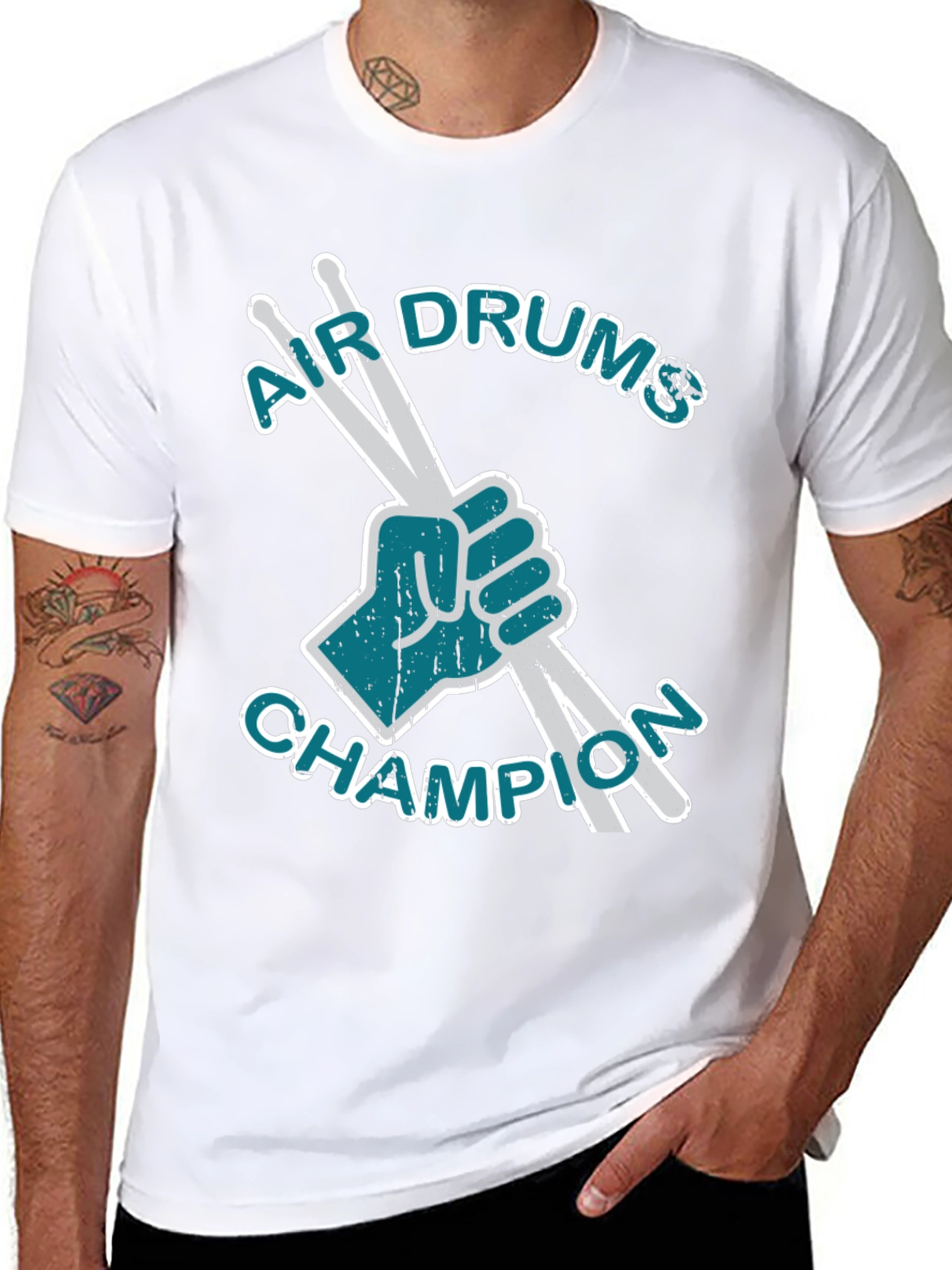 Air Drums Champion Graphic Tee - Black Cotton T-Shirt