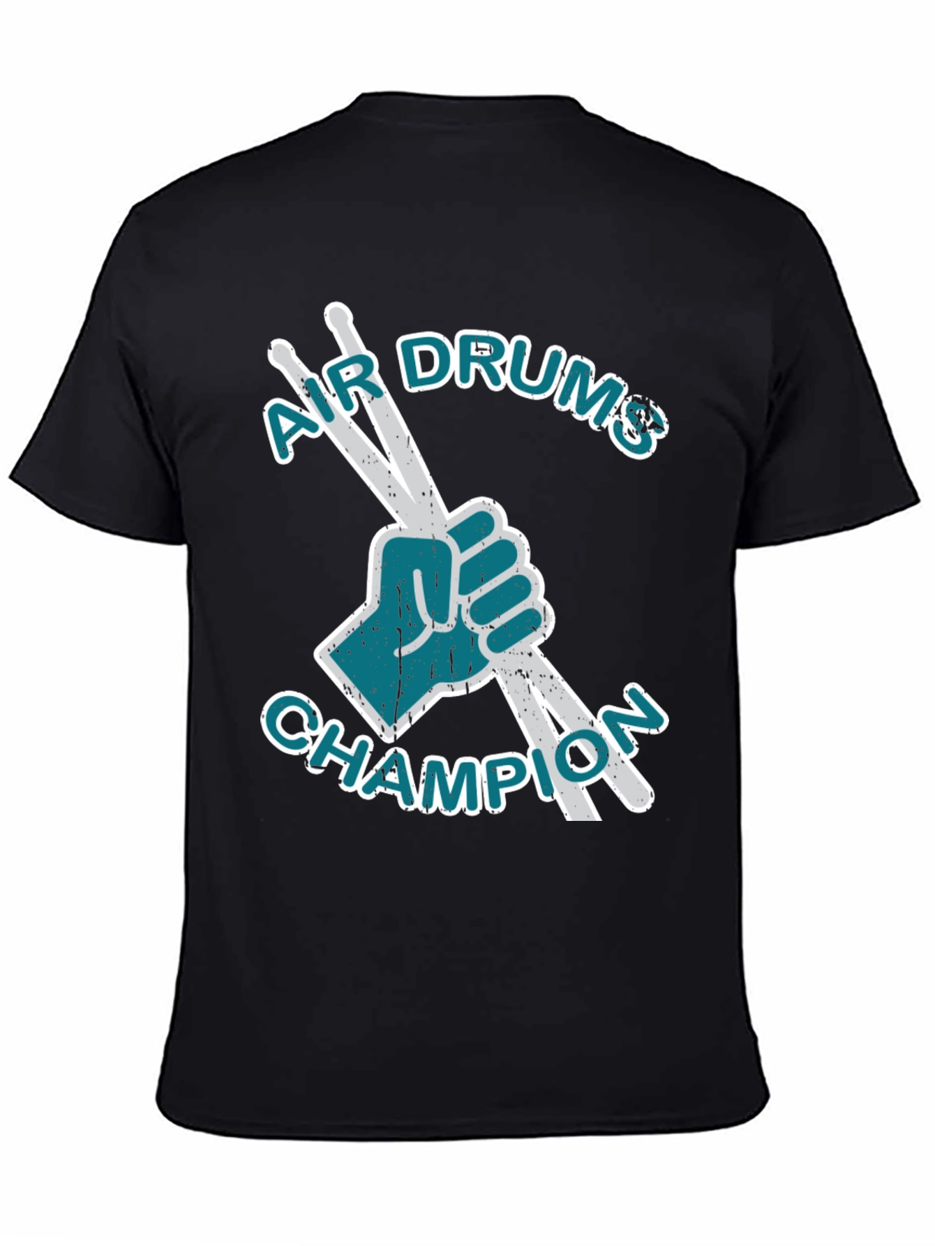 Air Drums Champion Graphic Tee - Black Cotton T-Shirt