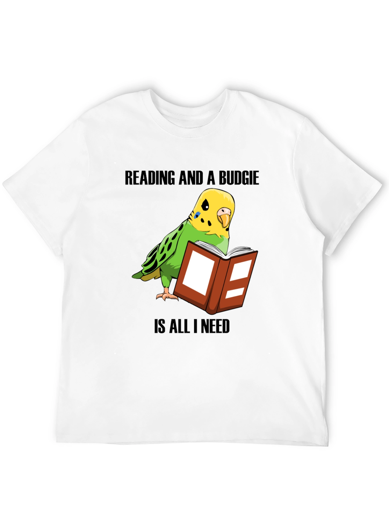 Reading & Budgie T-Shirt: Book Lover Bird Owner
