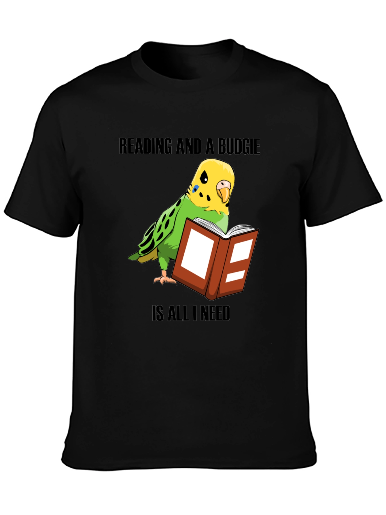 Reading & Budgie T-Shirt: Book Lover Bird Owner