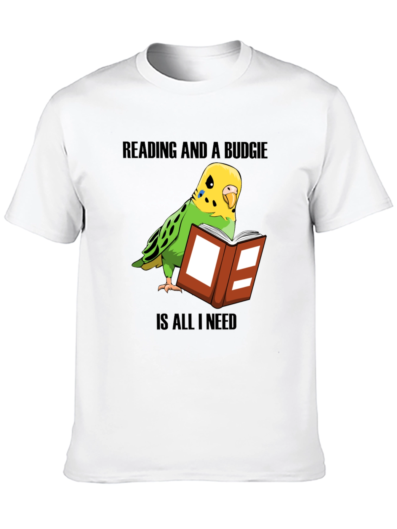 Reading & Budgie T-Shirt: Book Lover Bird Owner