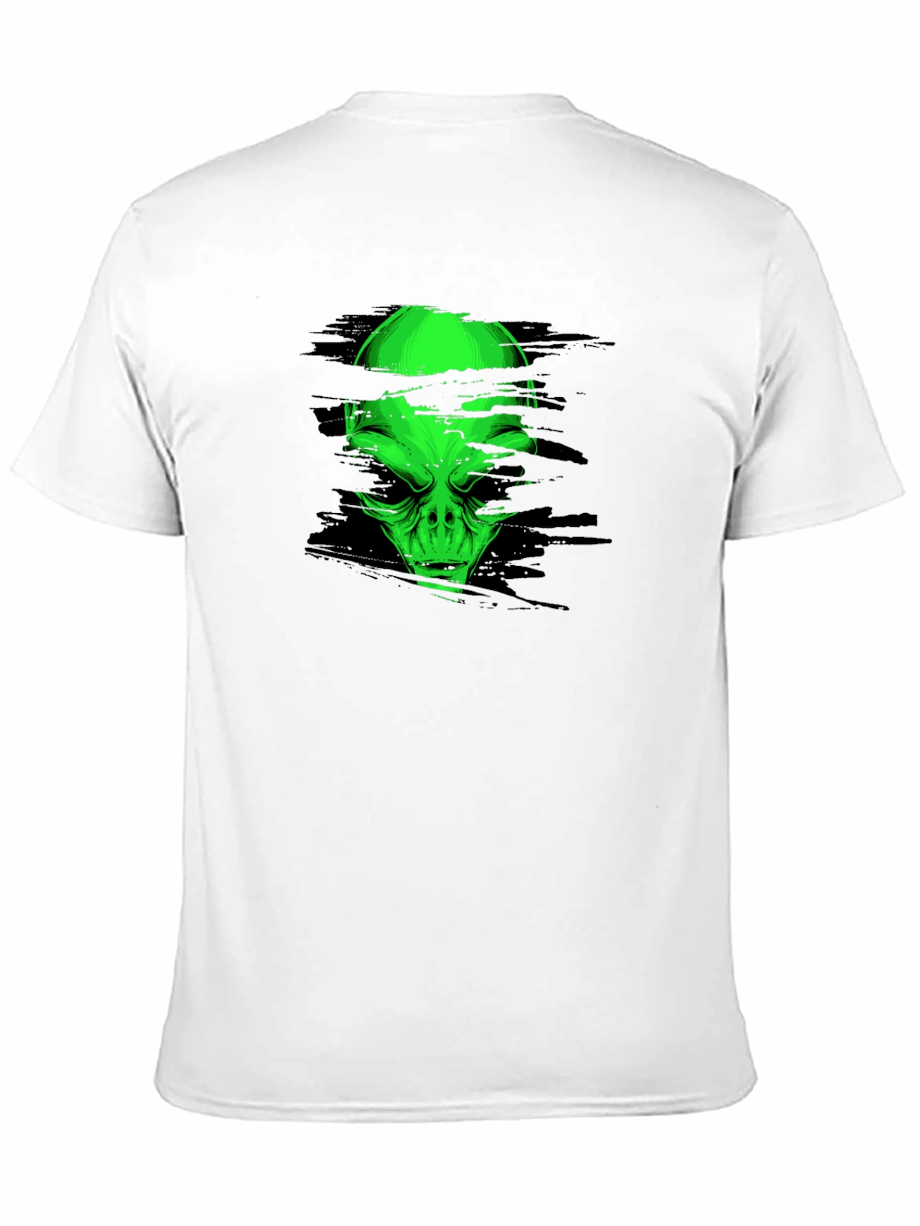 Alien Head Graphic Tee - Black Cotton T-Shirt