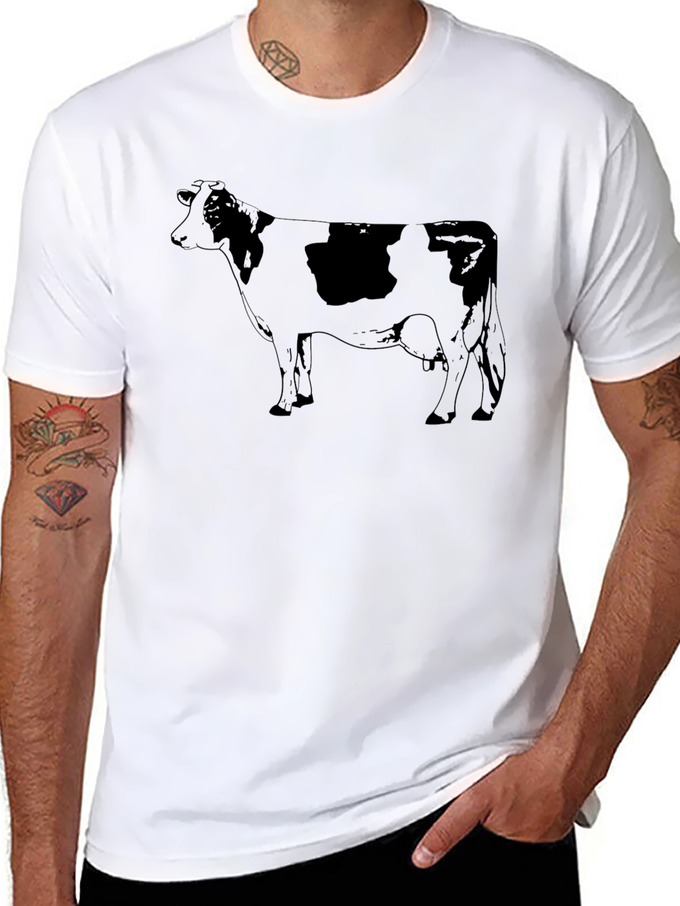 Cow Print T-Shirt - Casual Graphic Tee