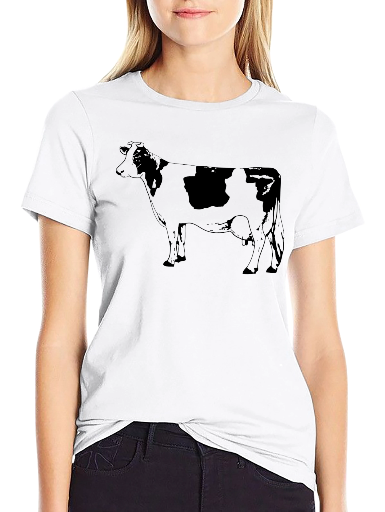 Cow Print T-Shirt - Casual Graphic Tee
