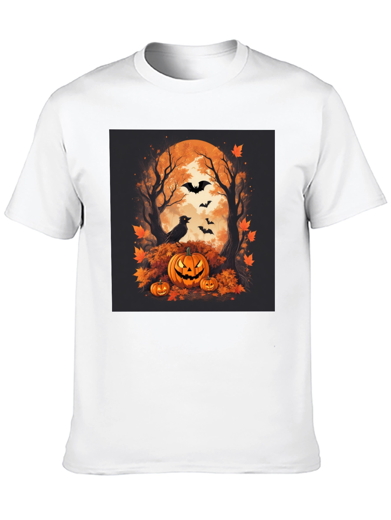 Halloween Pumpkin & Bats Graphic Tee