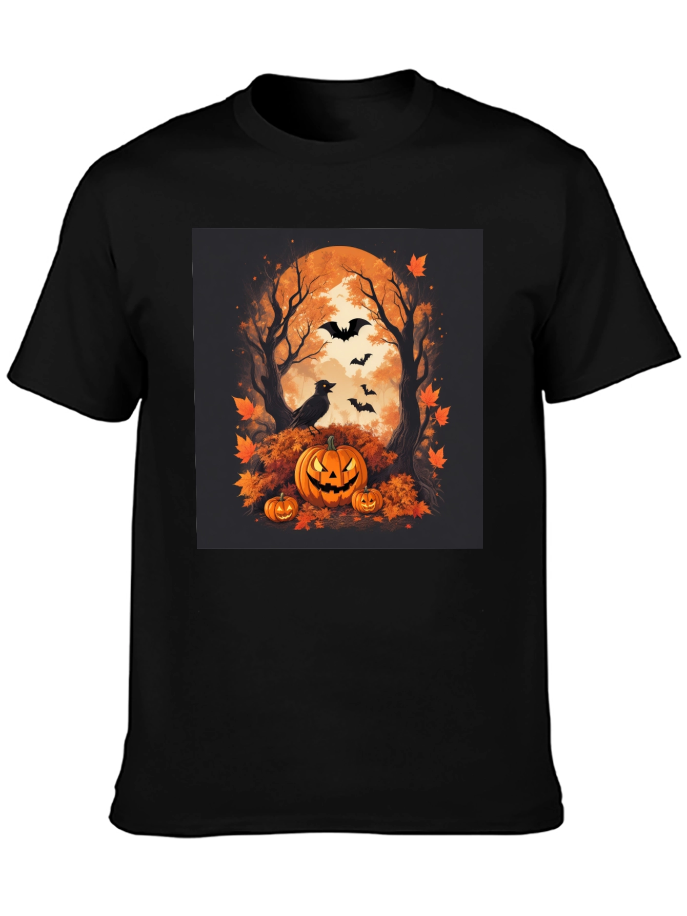 Halloween Pumpkin & Bats Graphic Tee