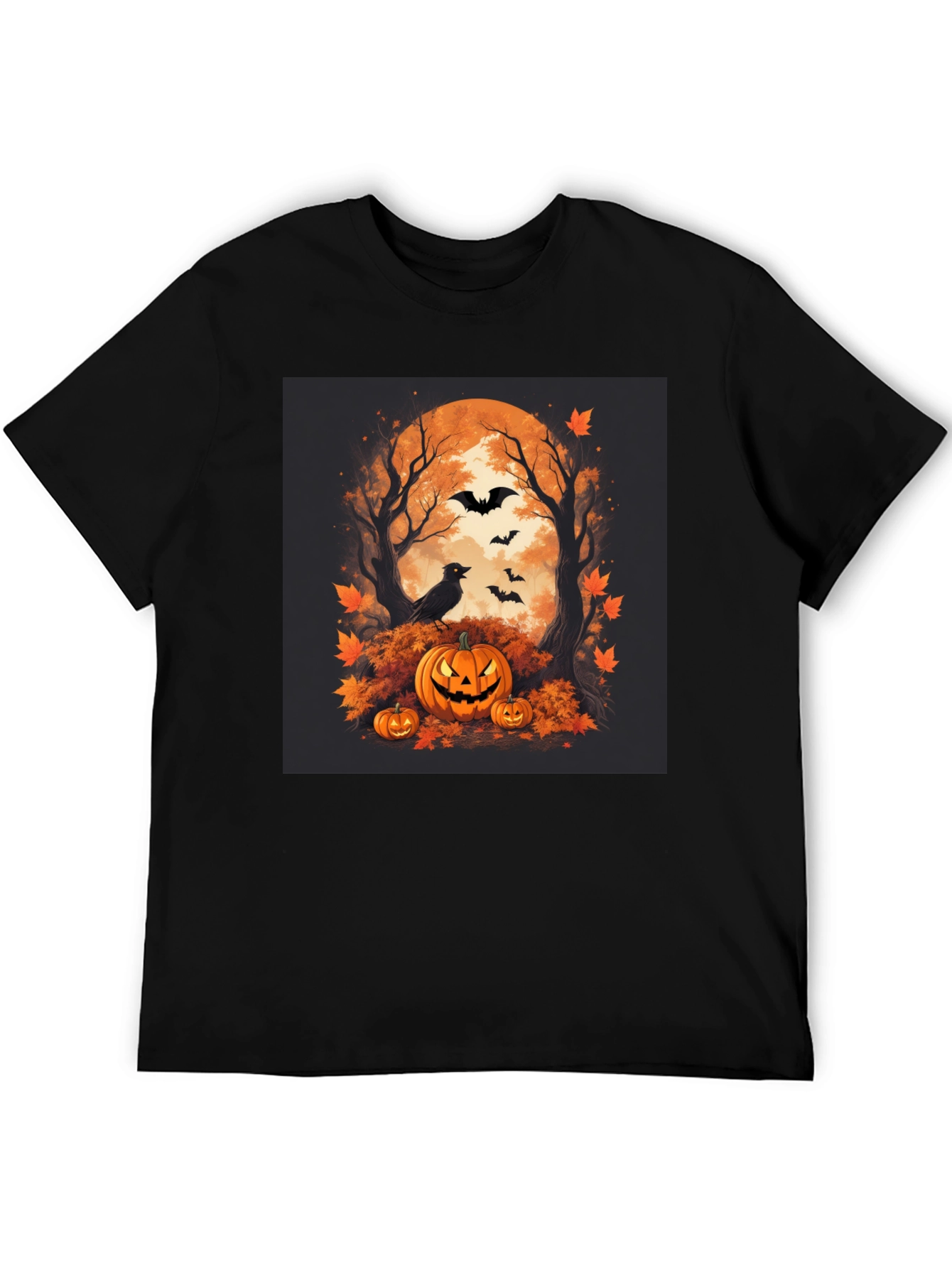 Halloween Pumpkin & Bats Graphic Tee