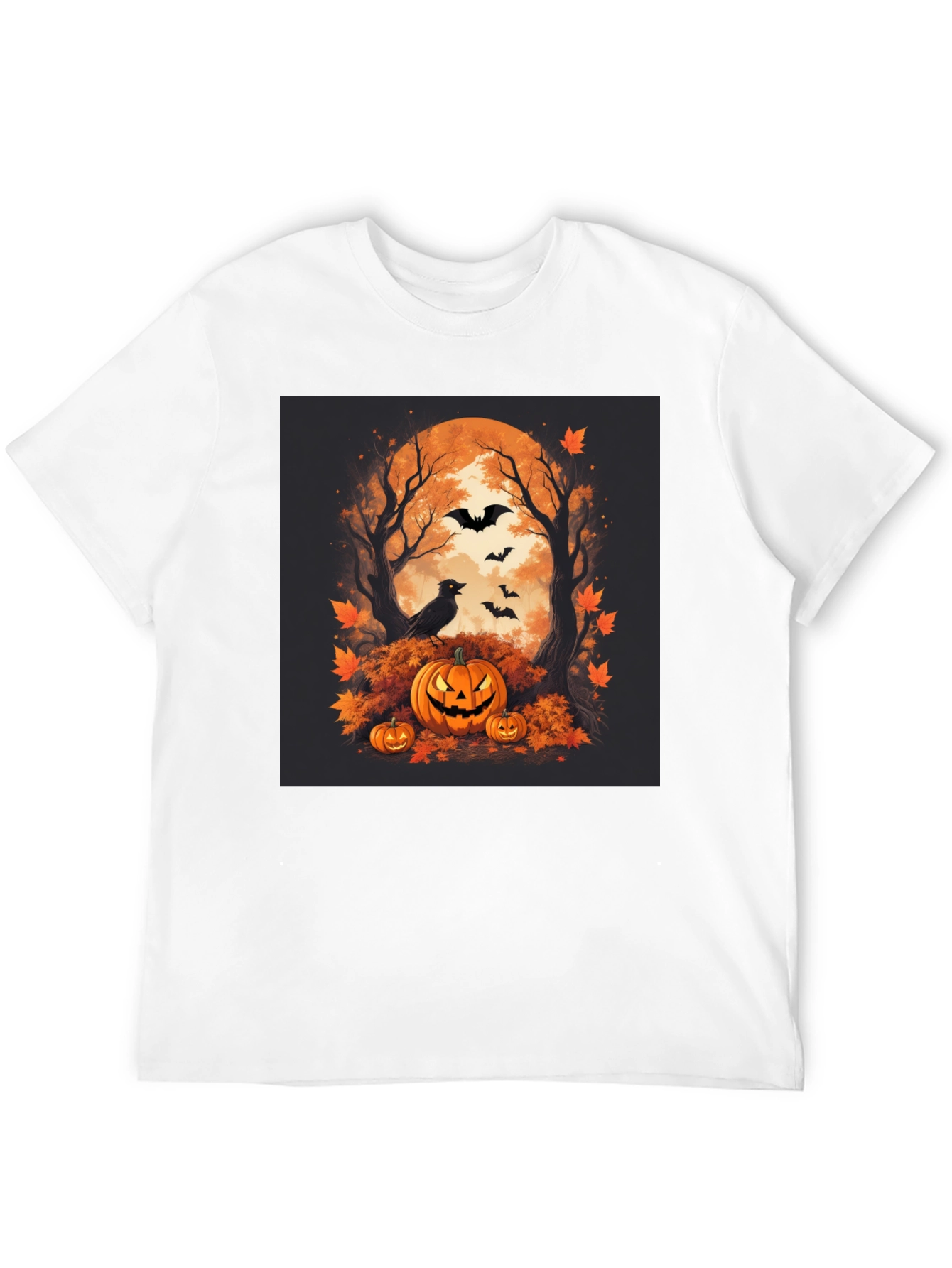 Halloween Pumpkin & Bats Graphic Tee