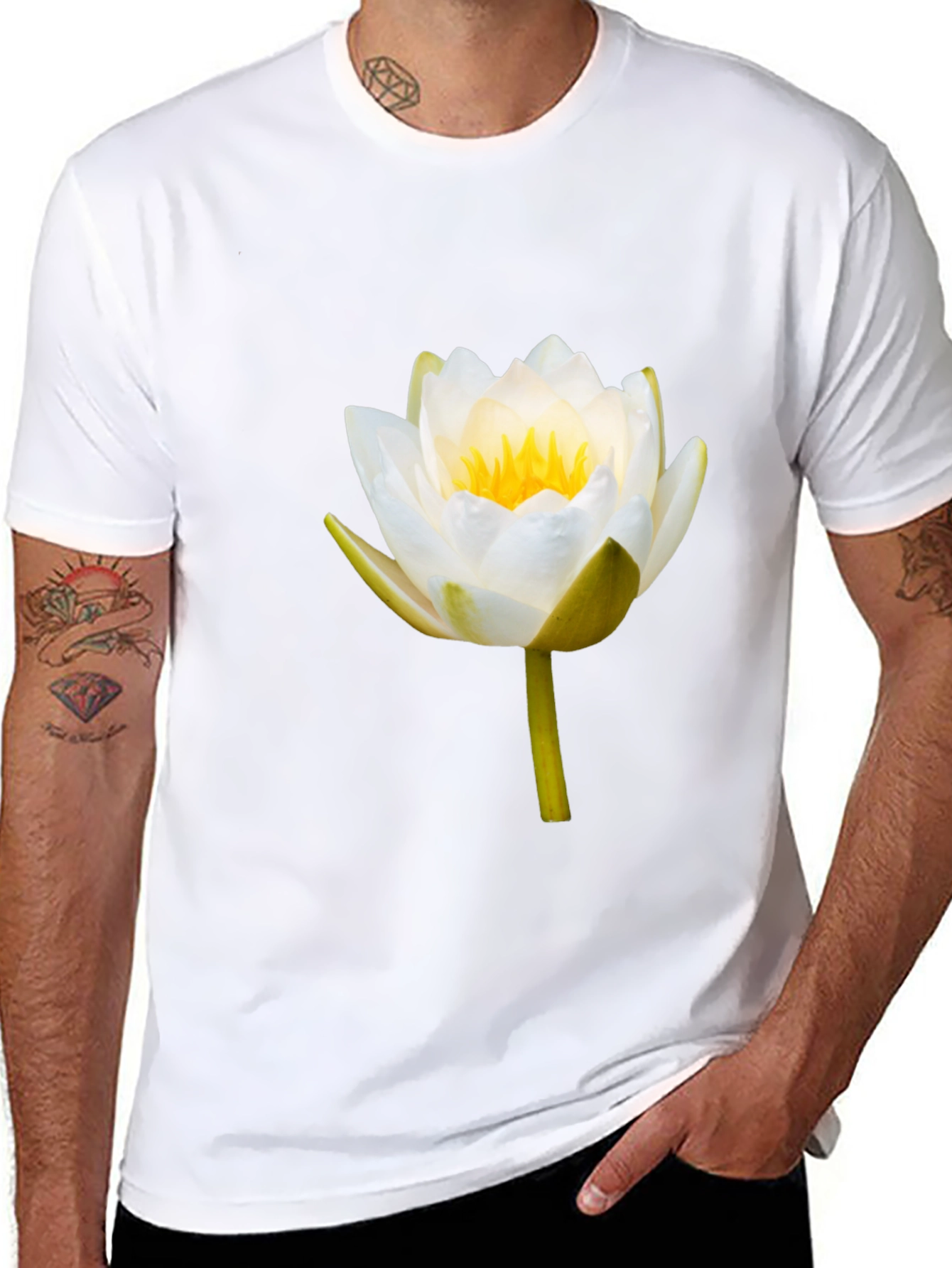 Lotus Flower Graphic Tee - Mens Black T-Shirt