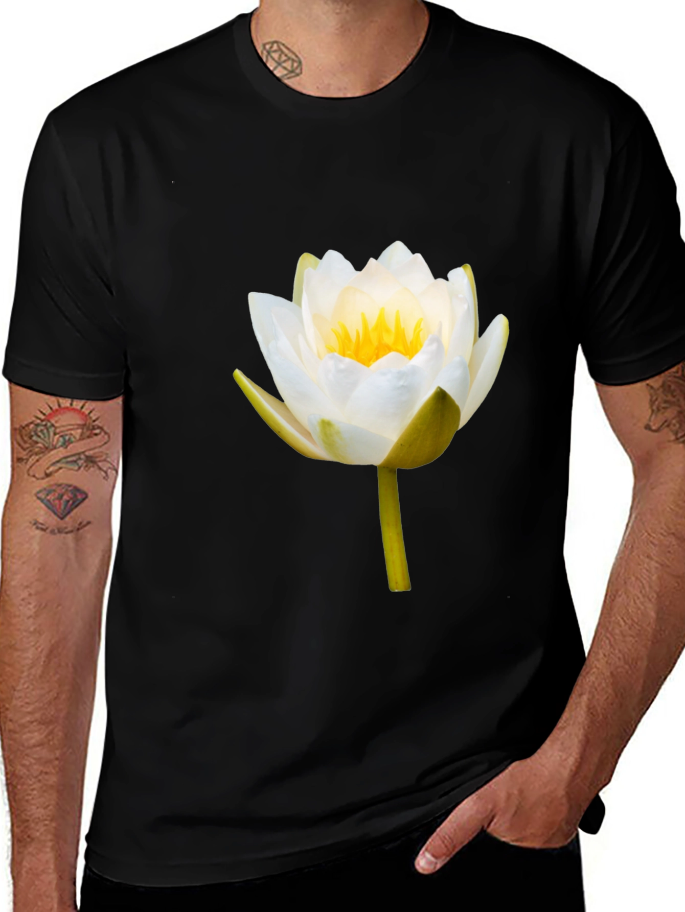 Lotus Flower Graphic Tee - Mens Black T-Shirt