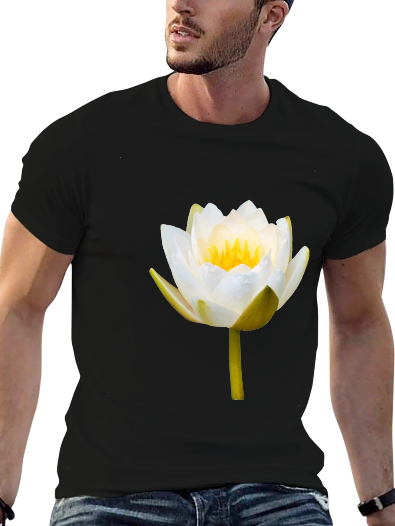 Lotus Flower Graphic Tee - Mens Black T-Shirt
