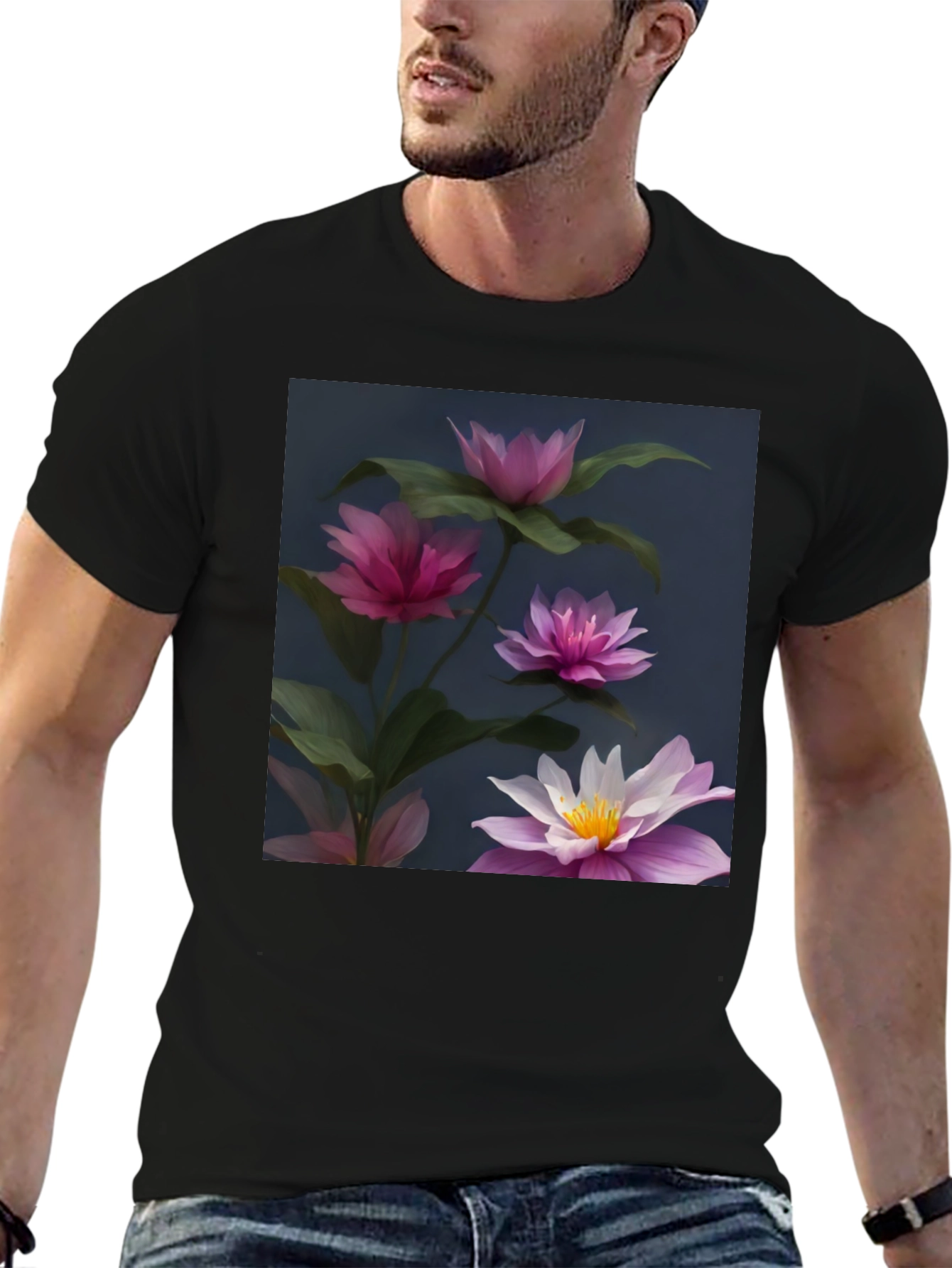 Floral Graphic Black T-Shirt